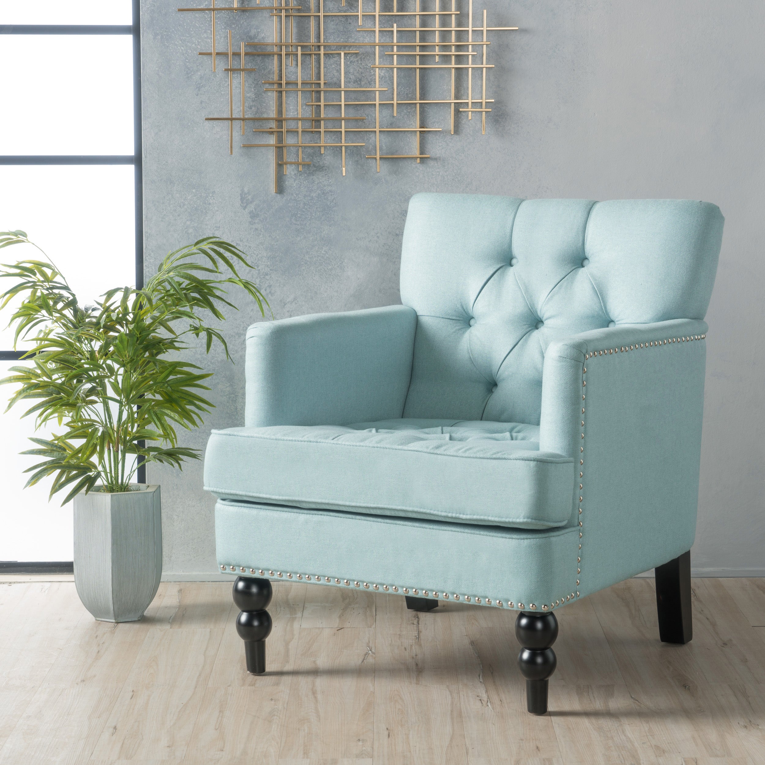Harrison Tufted Club Chair with Button Tufting and Nailhead Trim