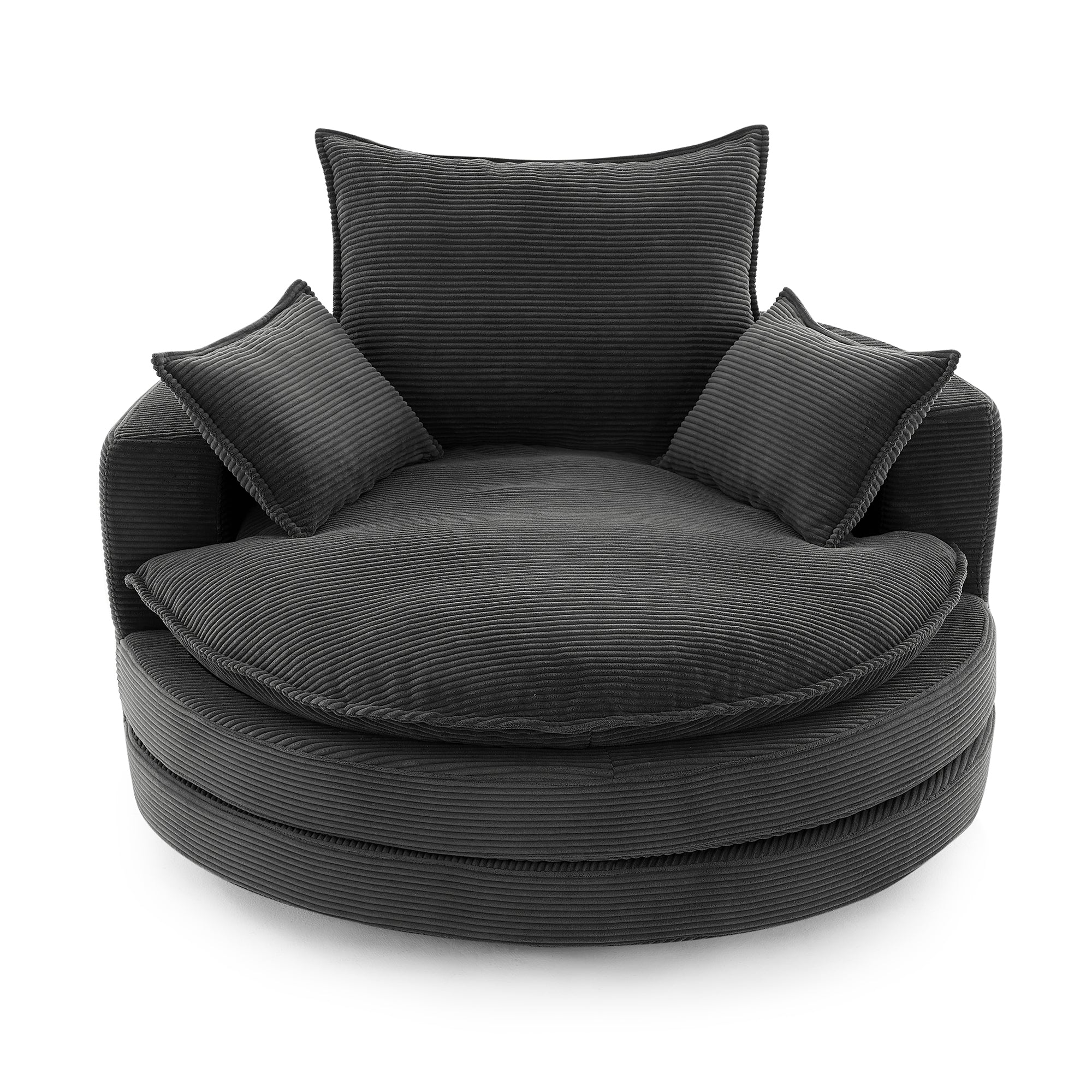 Corduroy 360° Swivel Accent Barrel Chair with 3 Removable Pillows