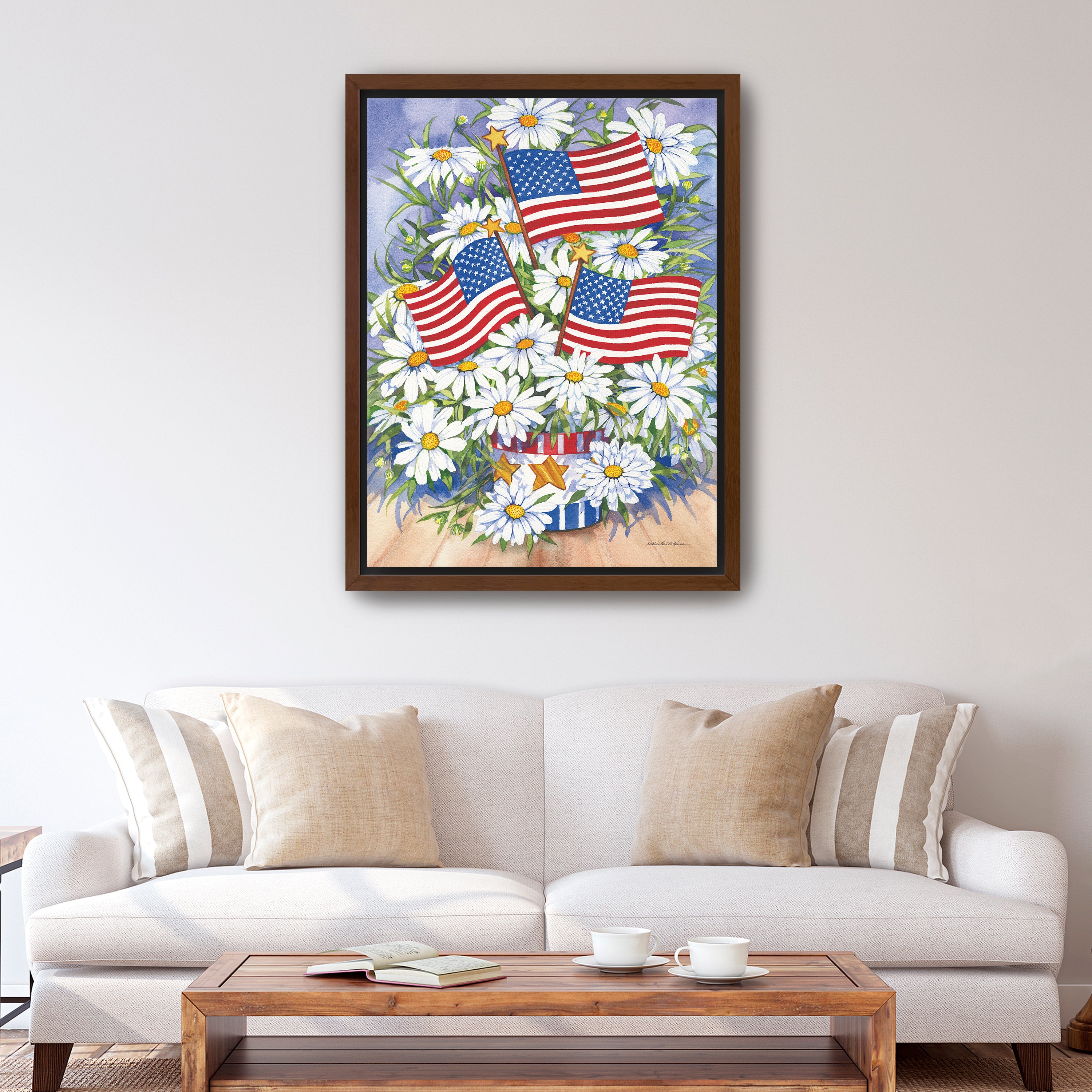 American Flag Canvas Giclee, Red/White/Blue