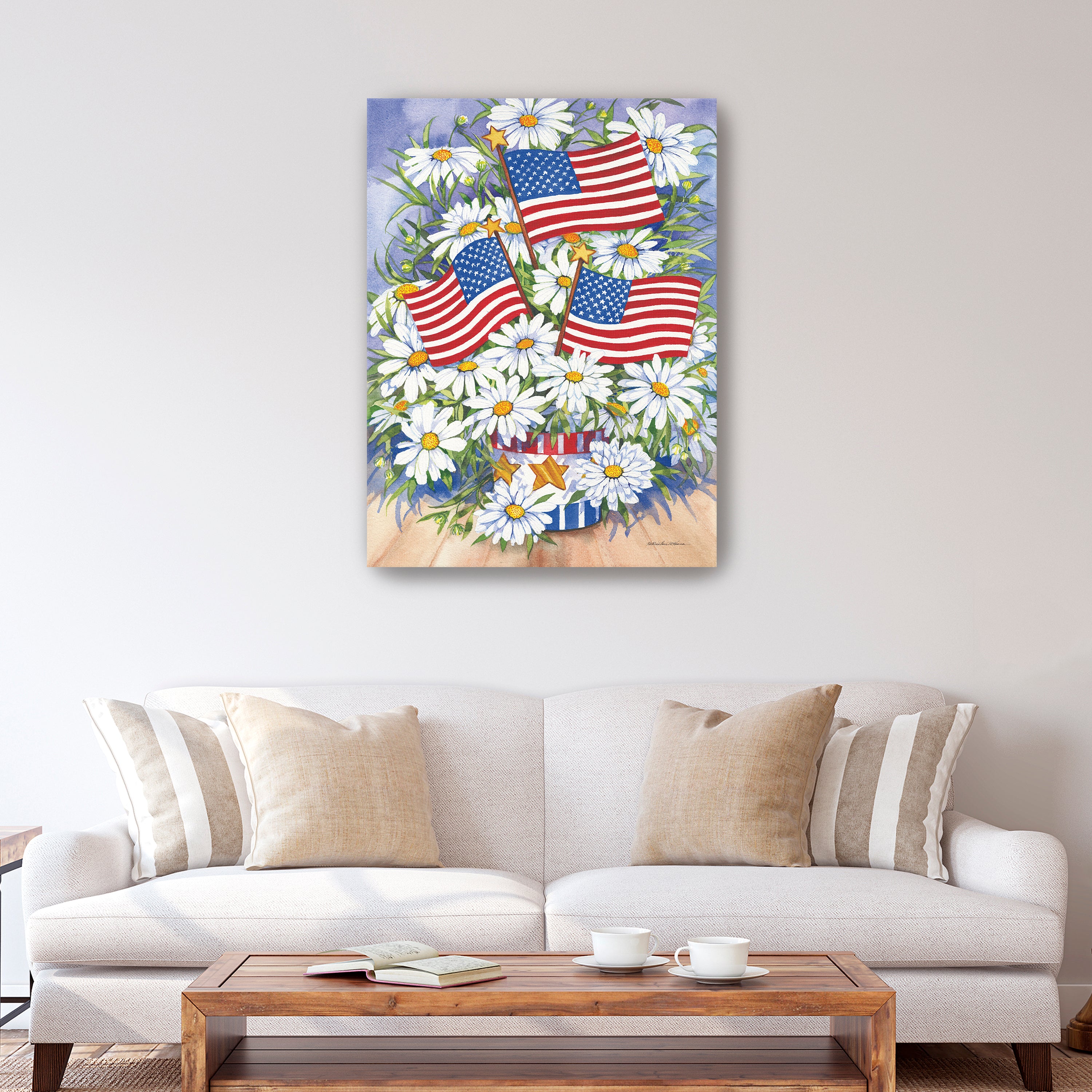American Flag Canvas Giclee, Red/White/Blue