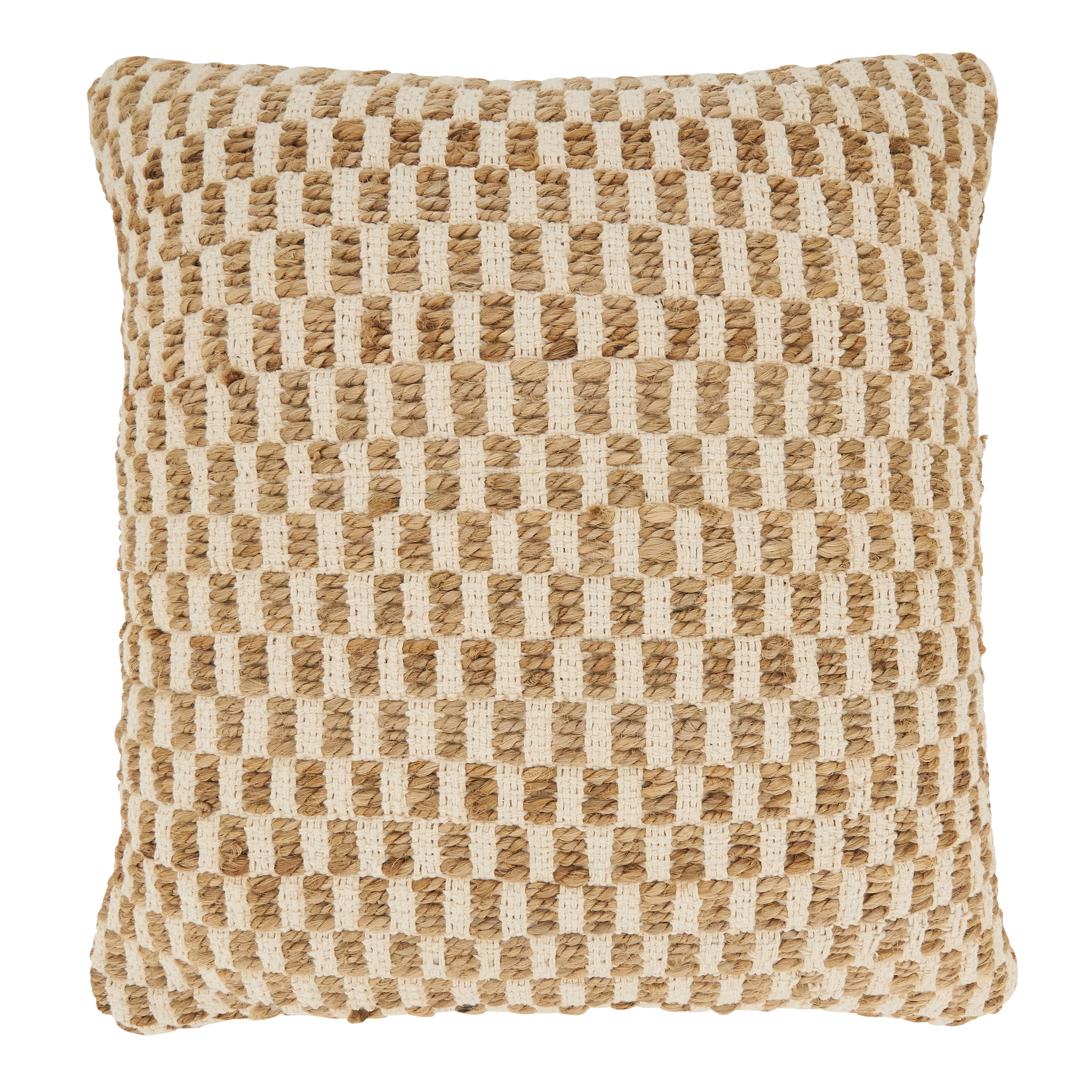 Artisanal Jute and Cotton Woven Poly Filled Throw Pillow