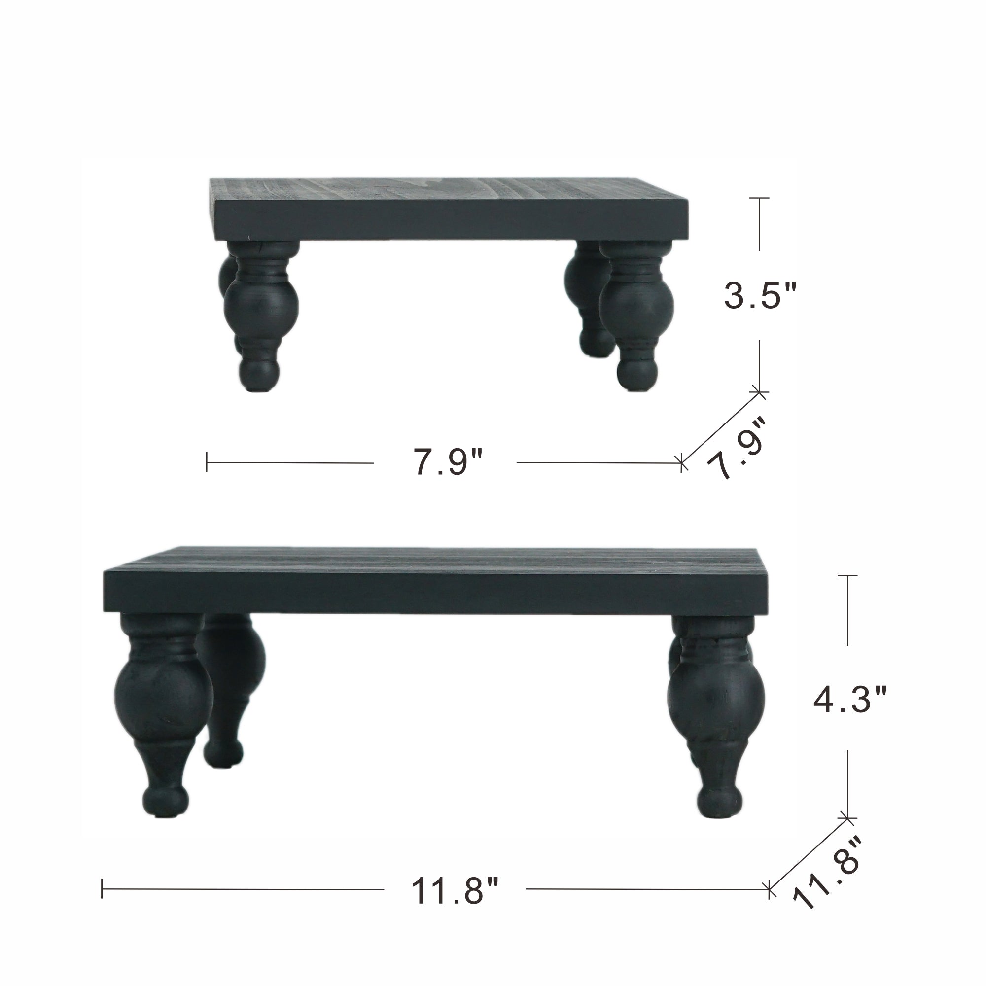 Black Wooden Square Risers, Set of 2