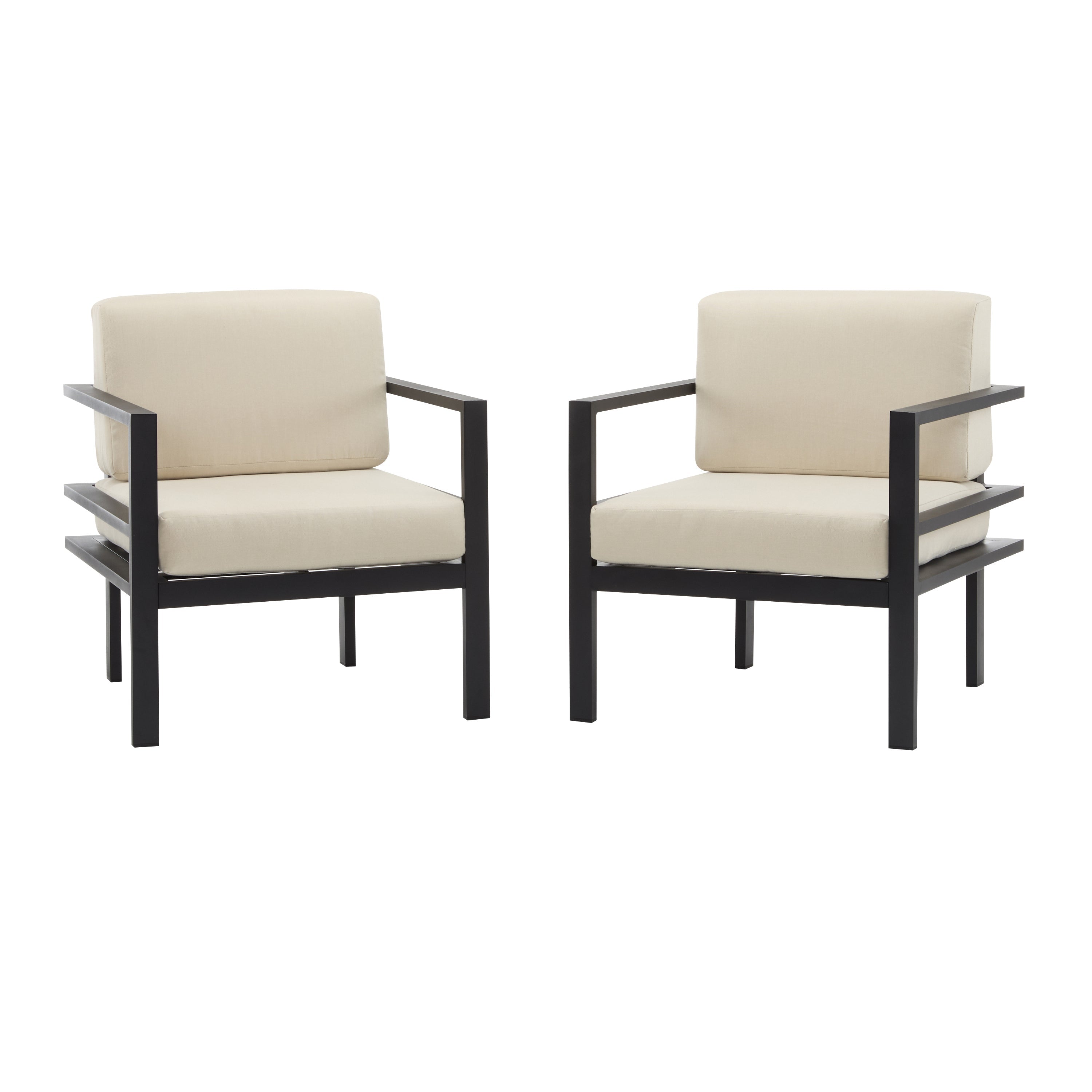 Modern Outdoor Lounge Chair with Aluminum Frame and Weather-Resistant Cushions