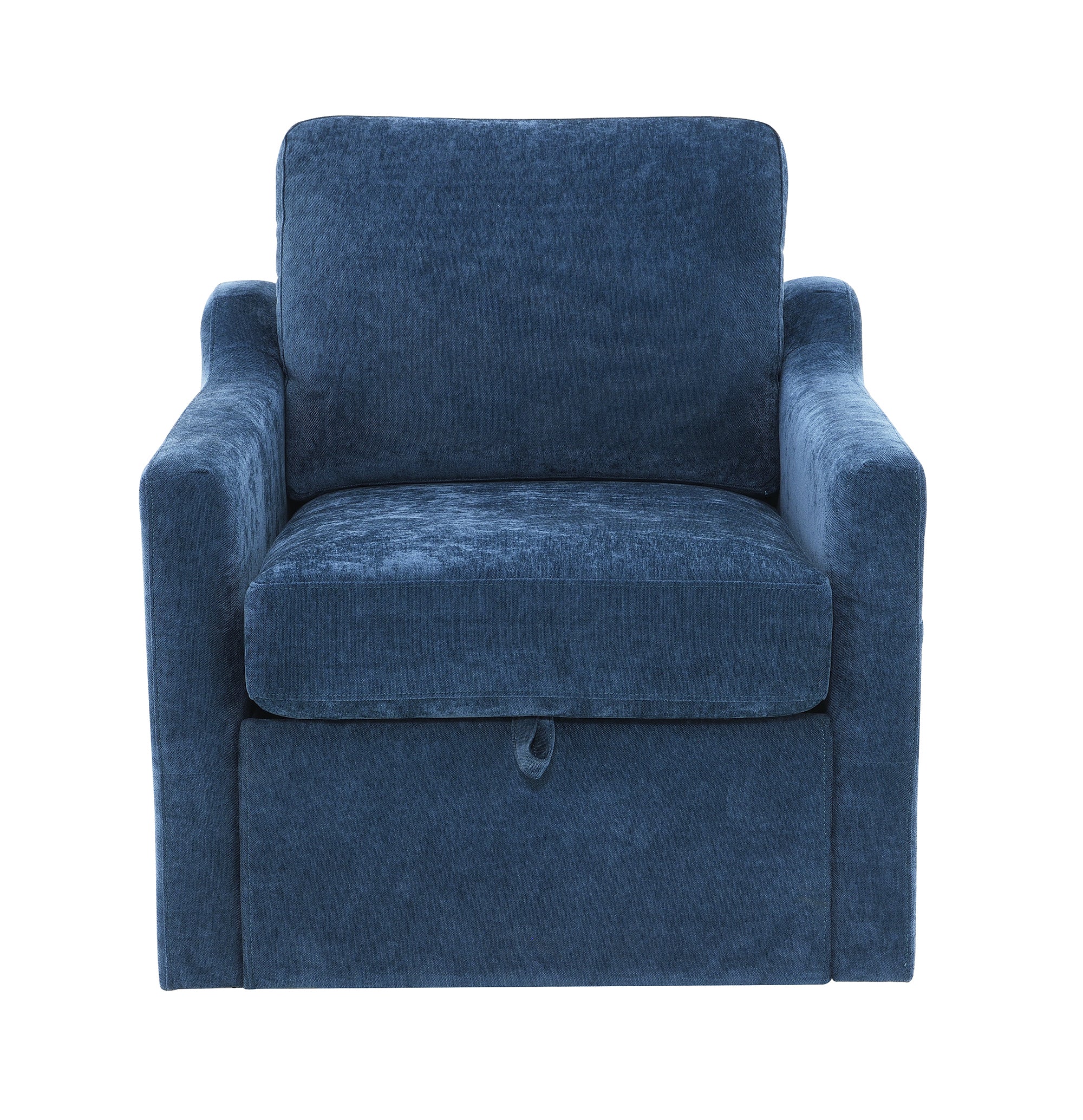 Chenille Swivel Arm Accent Chair With Charging Port and Pocket