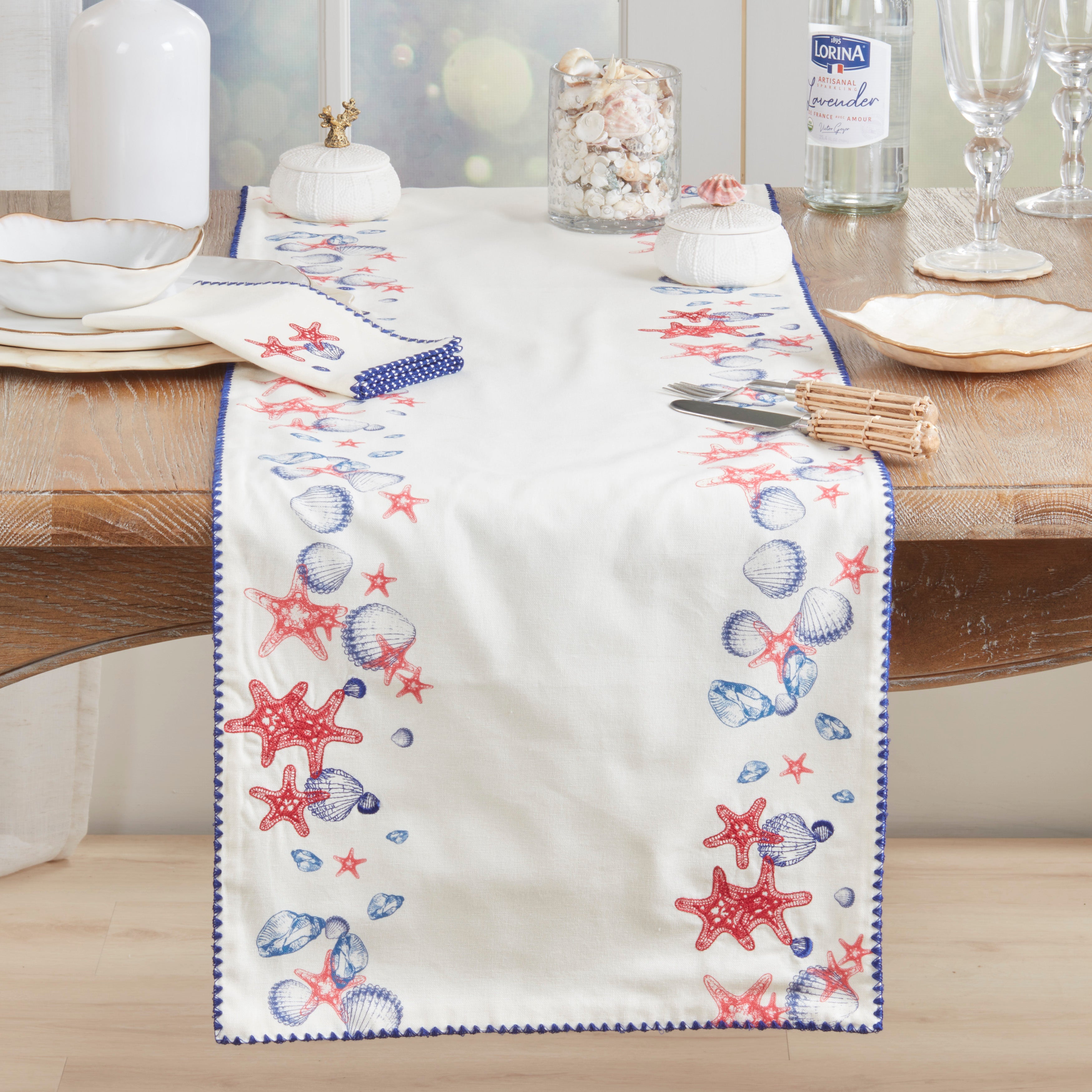 Printed Coastal Shell & Starfish Table Runner