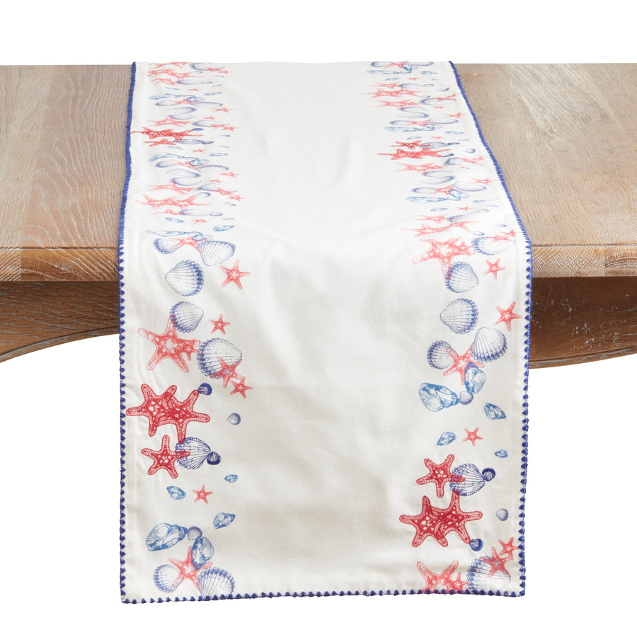Printed Coastal Shell & Starfish Table Runner