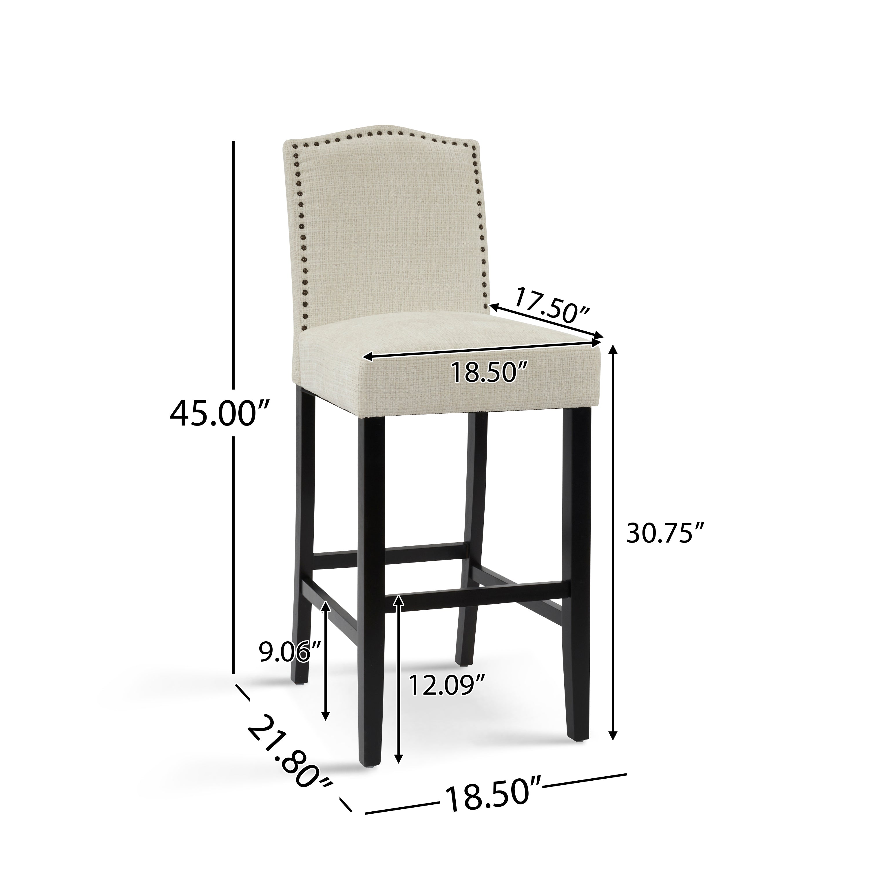 Upholstered Counter Stools with Rubberwood Legs