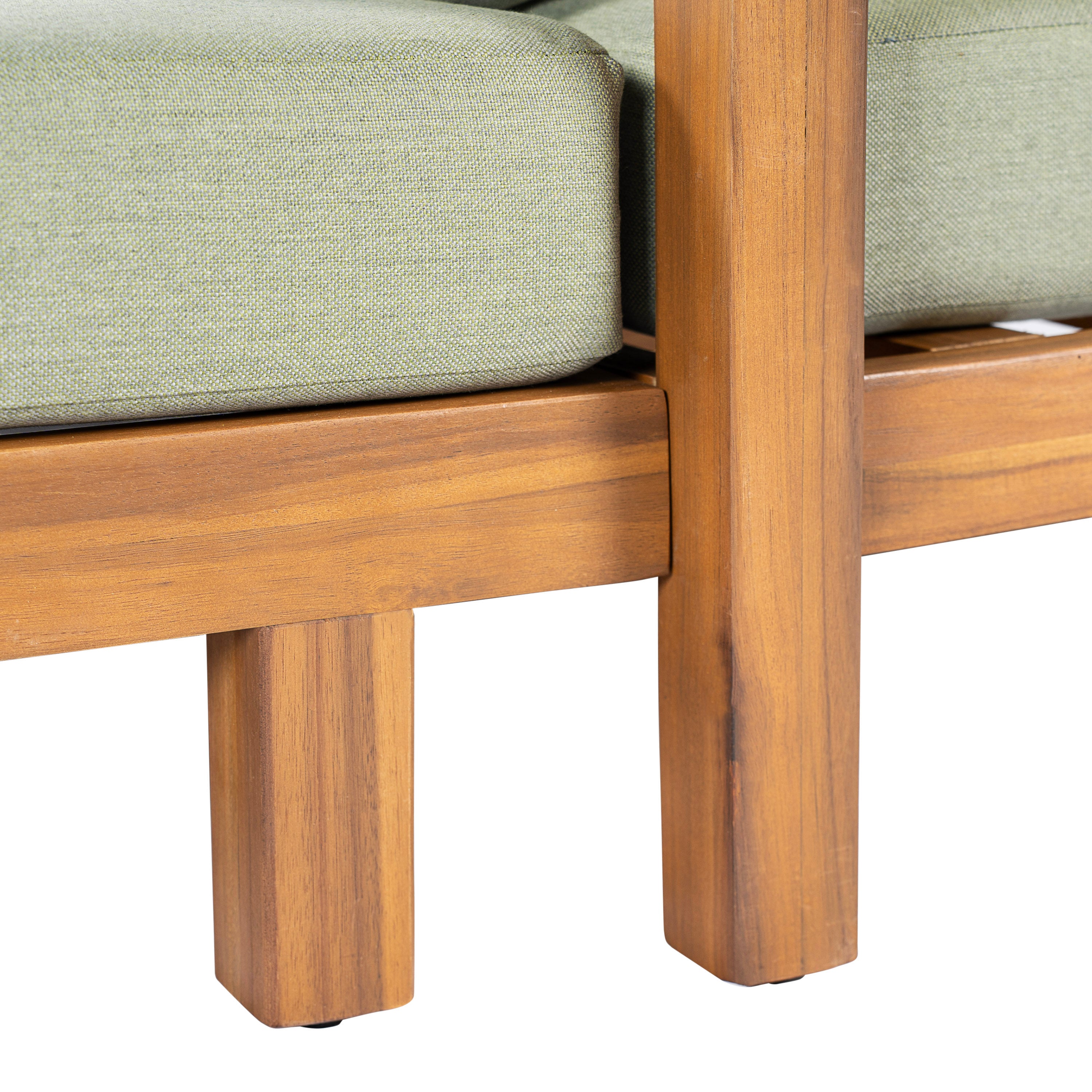 Donovan Outdoor Wood Daybed, Teak Finish With Green Cushion