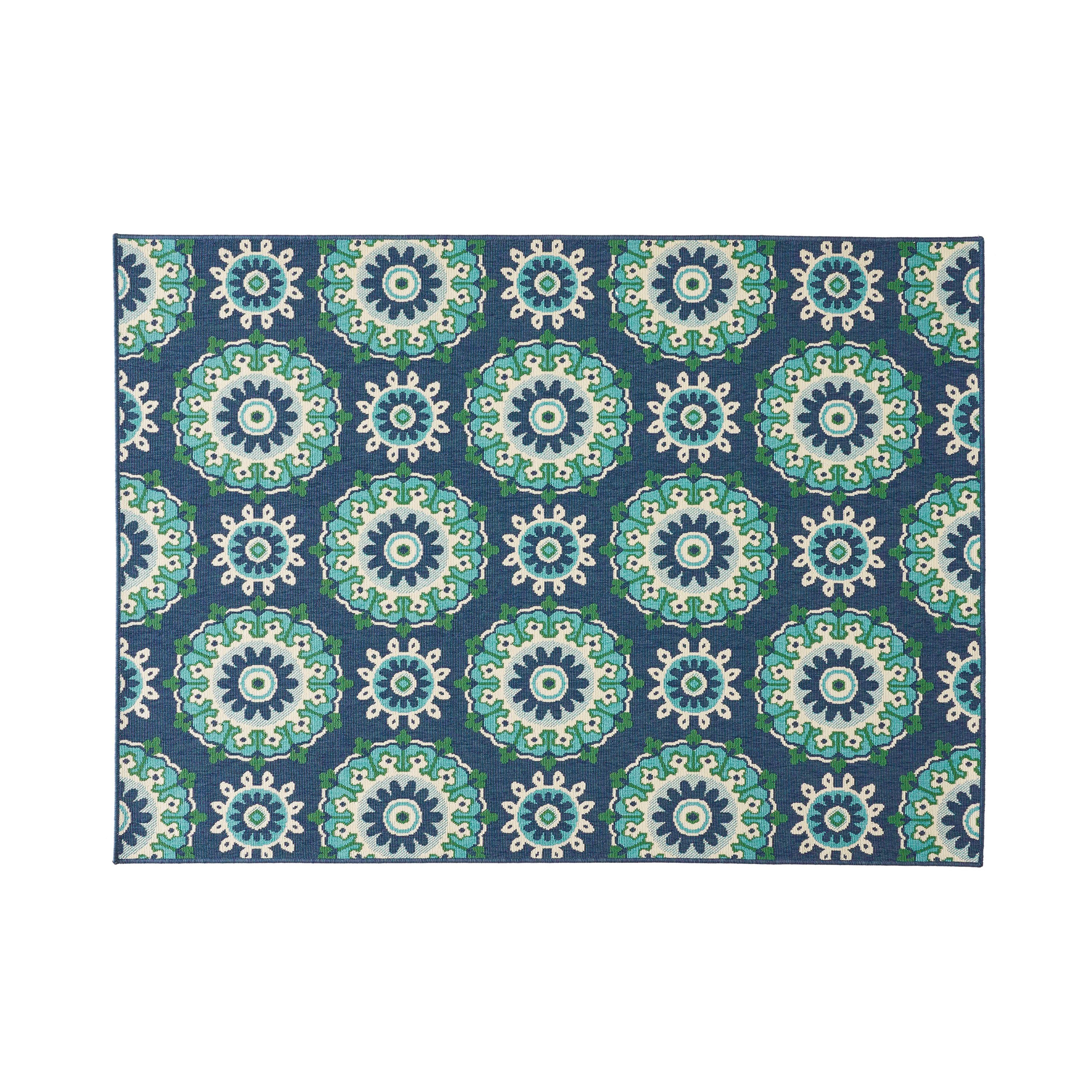 84"x63" Outdoor Rug with Loop Pile Texture