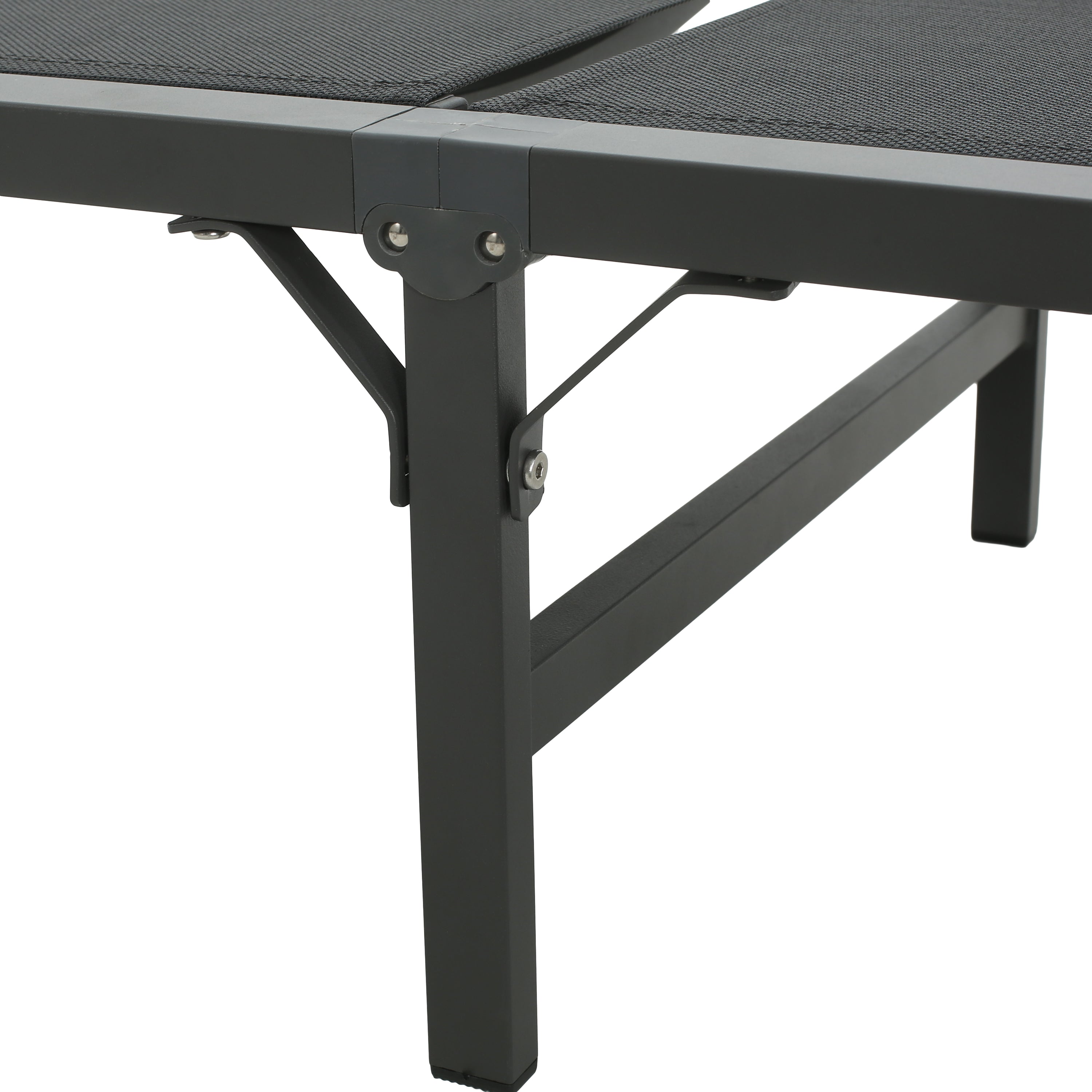 Outdoor Folding Lounge with Aluminum Frame and Adjustable Backrest, Set of 2
