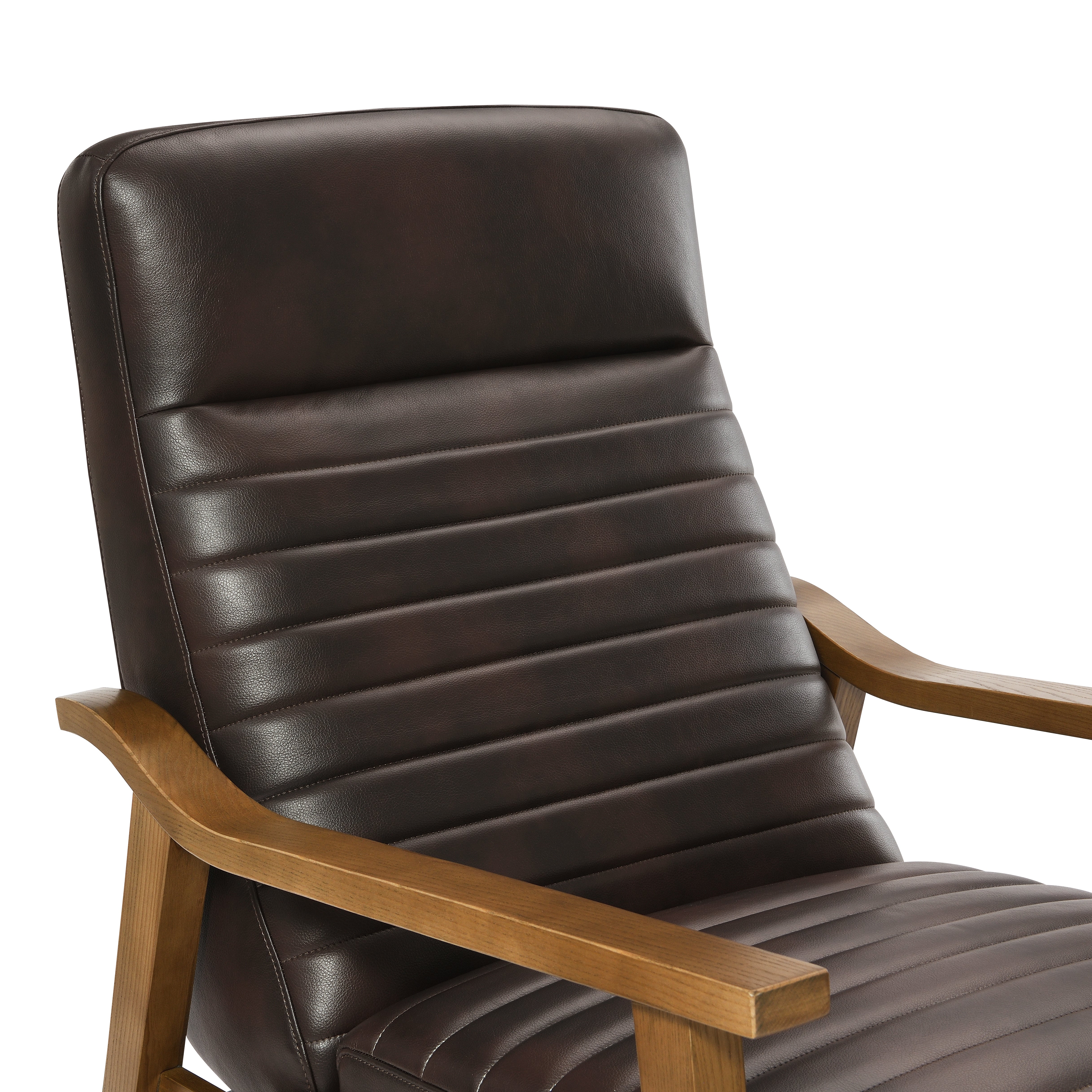 Asher Faux Leather Push Back Recliner with Wooden Arms
