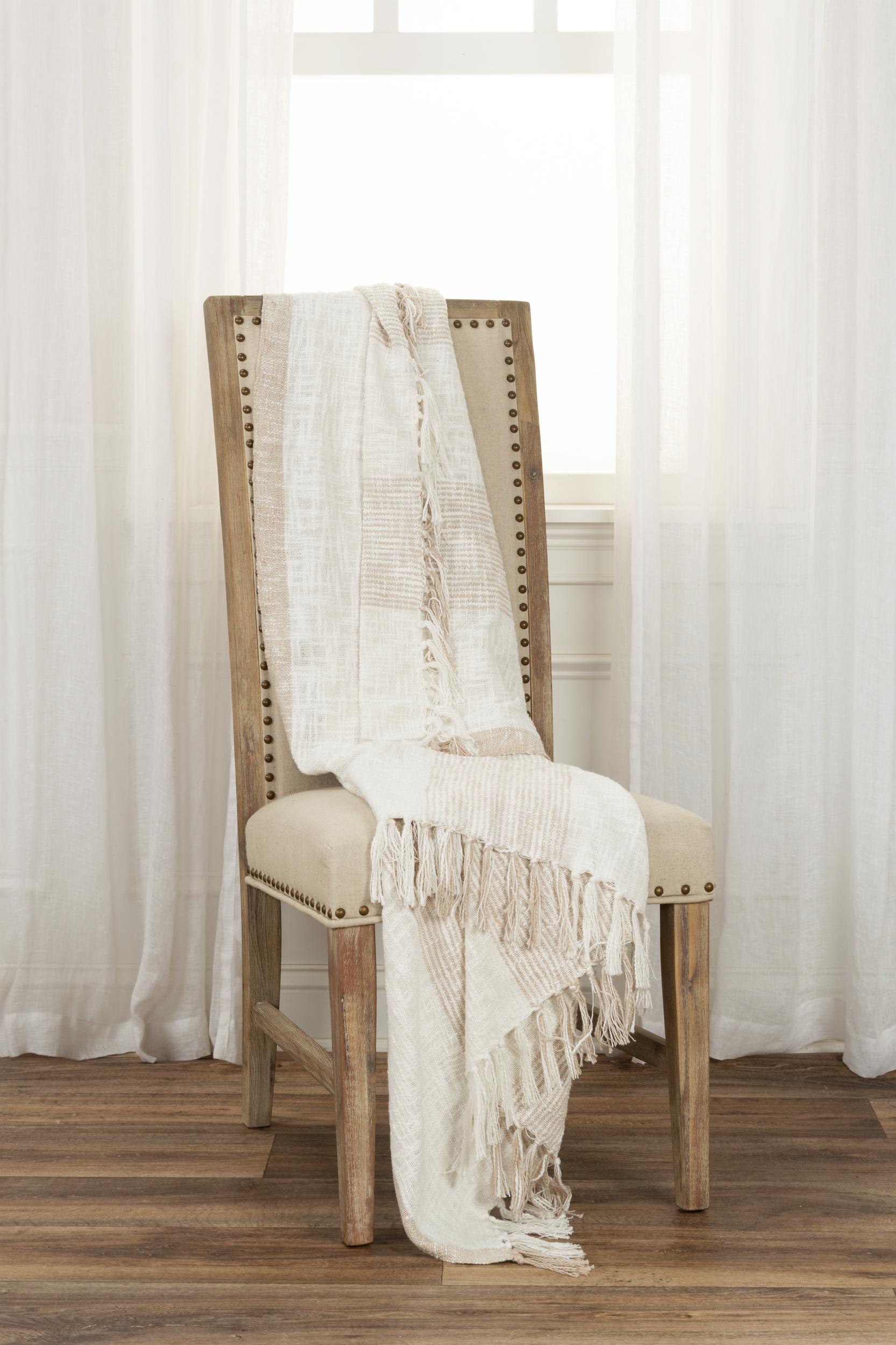 Stripe 100% Woven Textured Cotton Throw