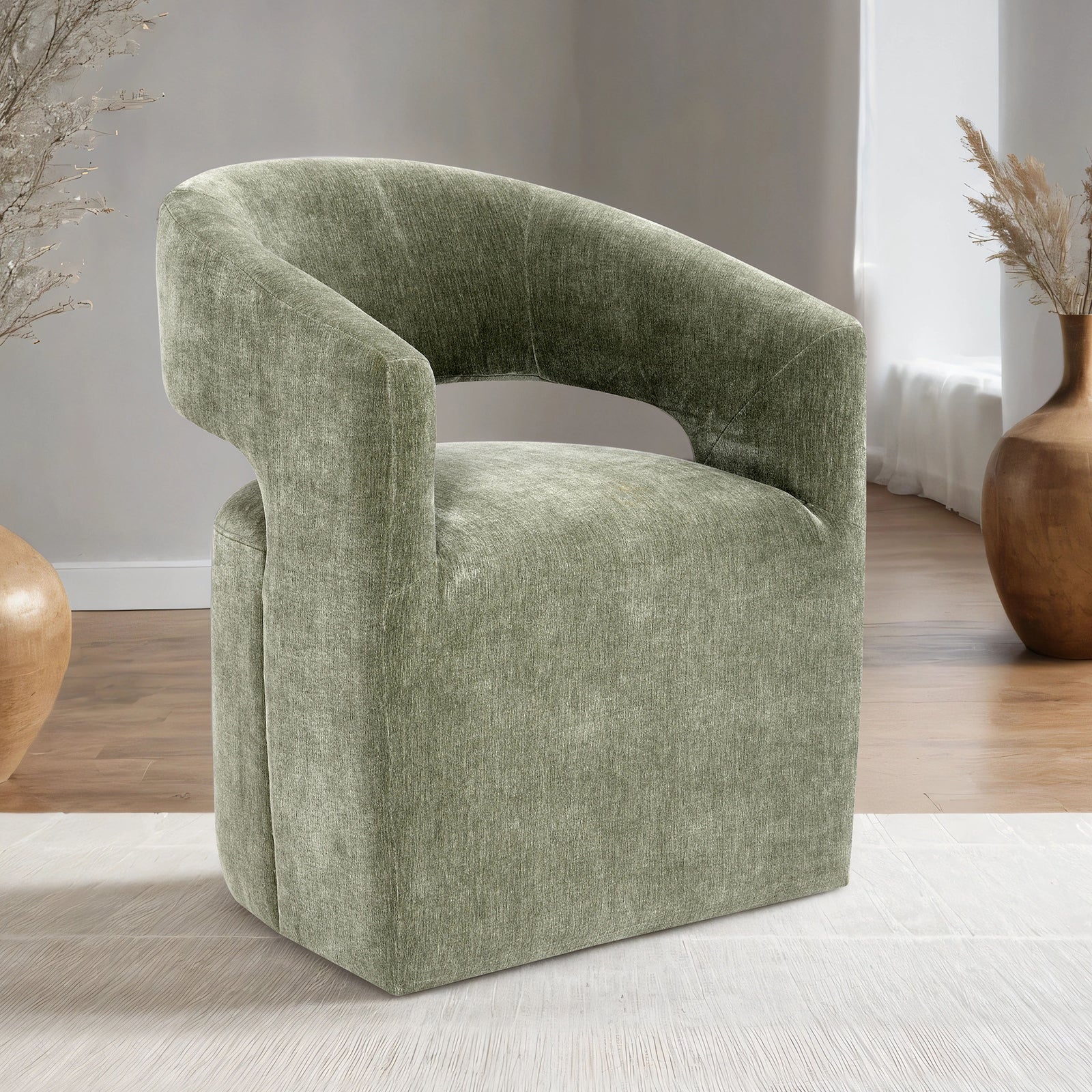 Open Back Upholstered Arm Accent Chair