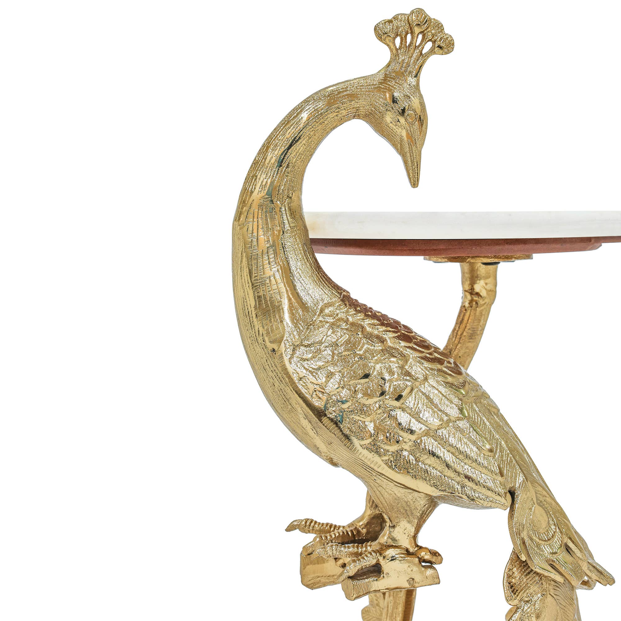 Peacock Side Table with Marble Top