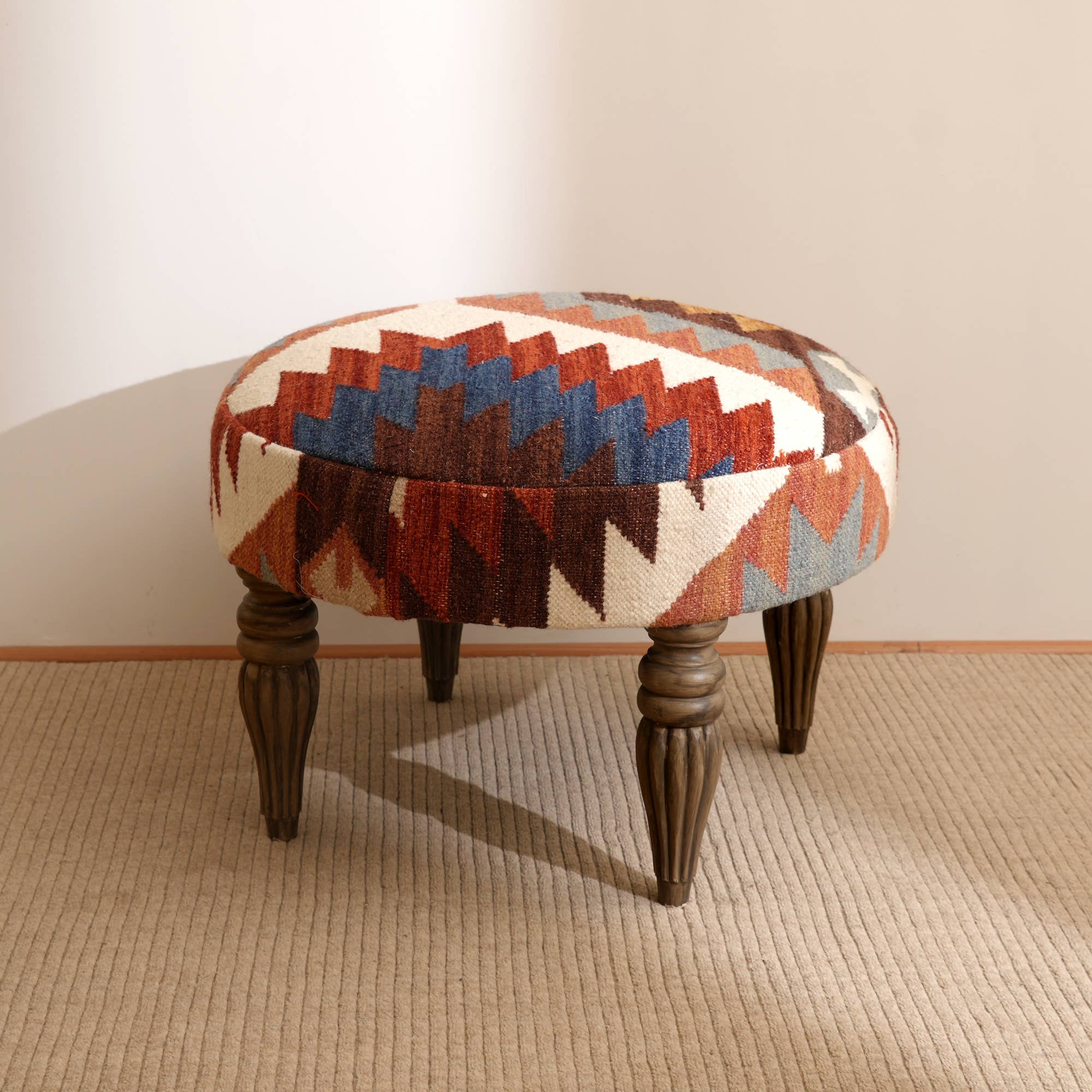 Tribal Kilim Pattern Footstool