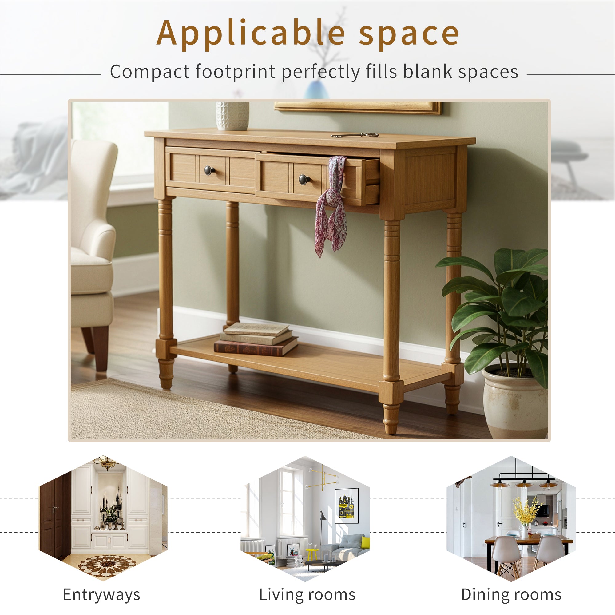 Daisy Traditional Console Table Design with Two Drawers