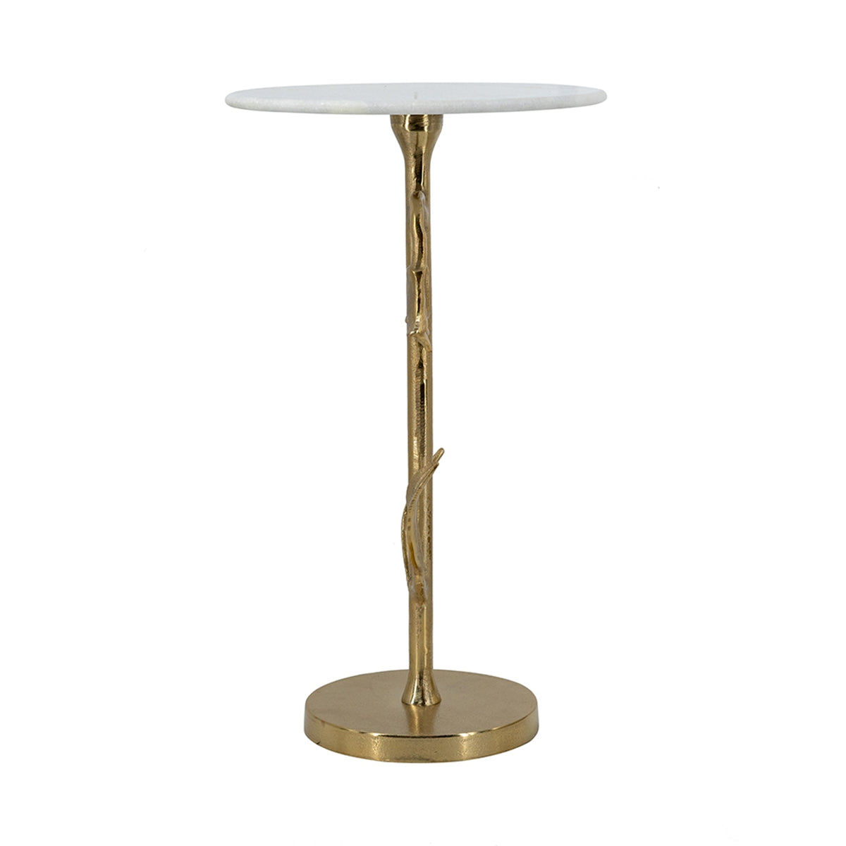 Gold Tulip Side Table With White Marble Top