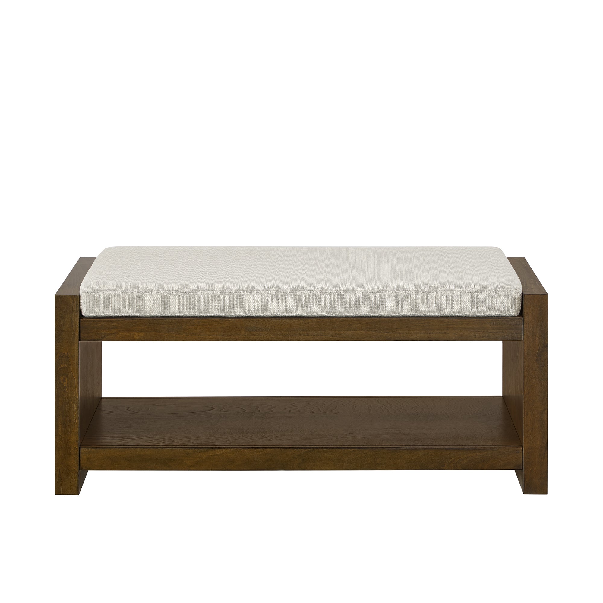 Accent Bench with Lower Shelf Shoe Rack and Padded Seating