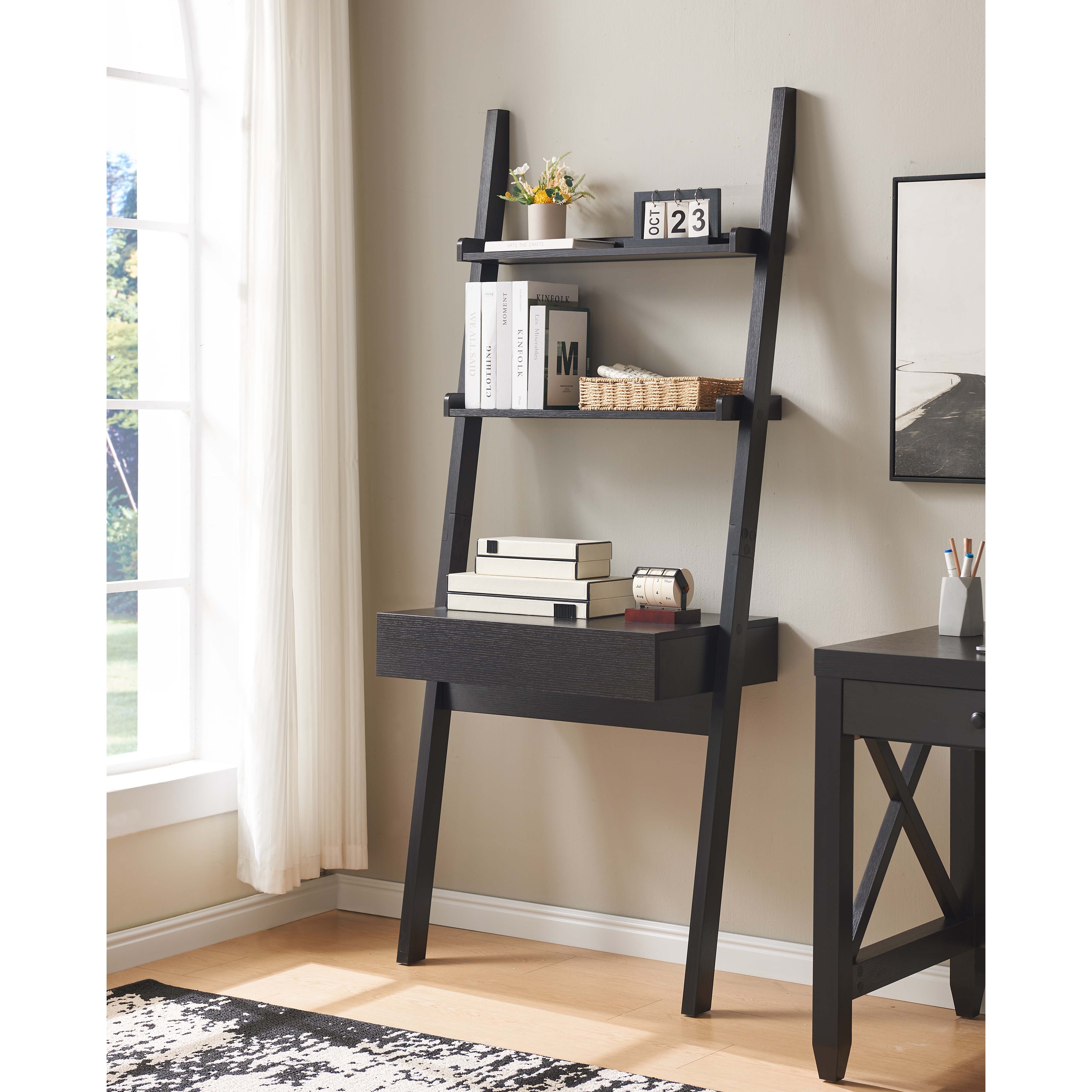 Ladder Bookshelf with Writing Table & Drawer