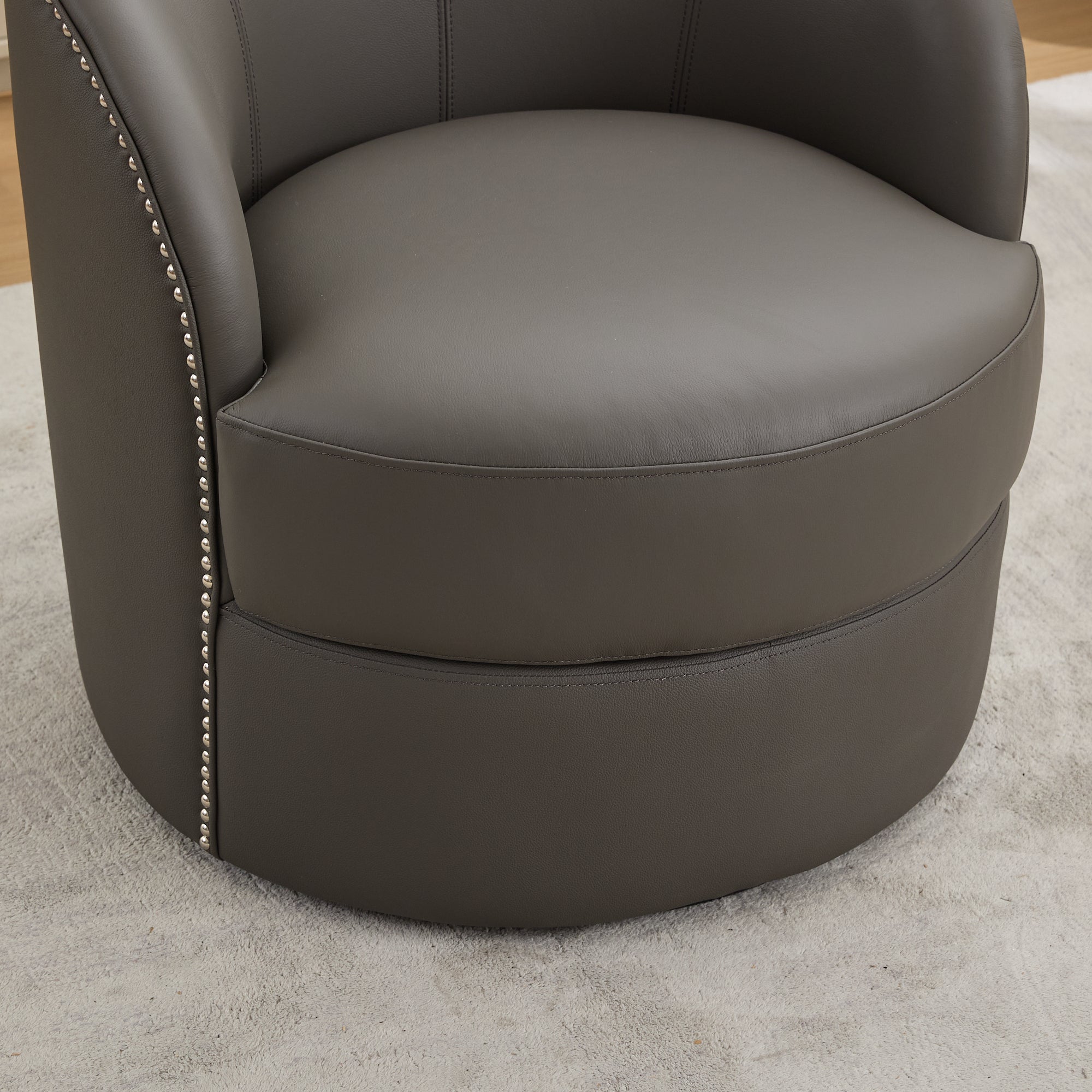 Top-Grain Leather Swivel Accent Chair