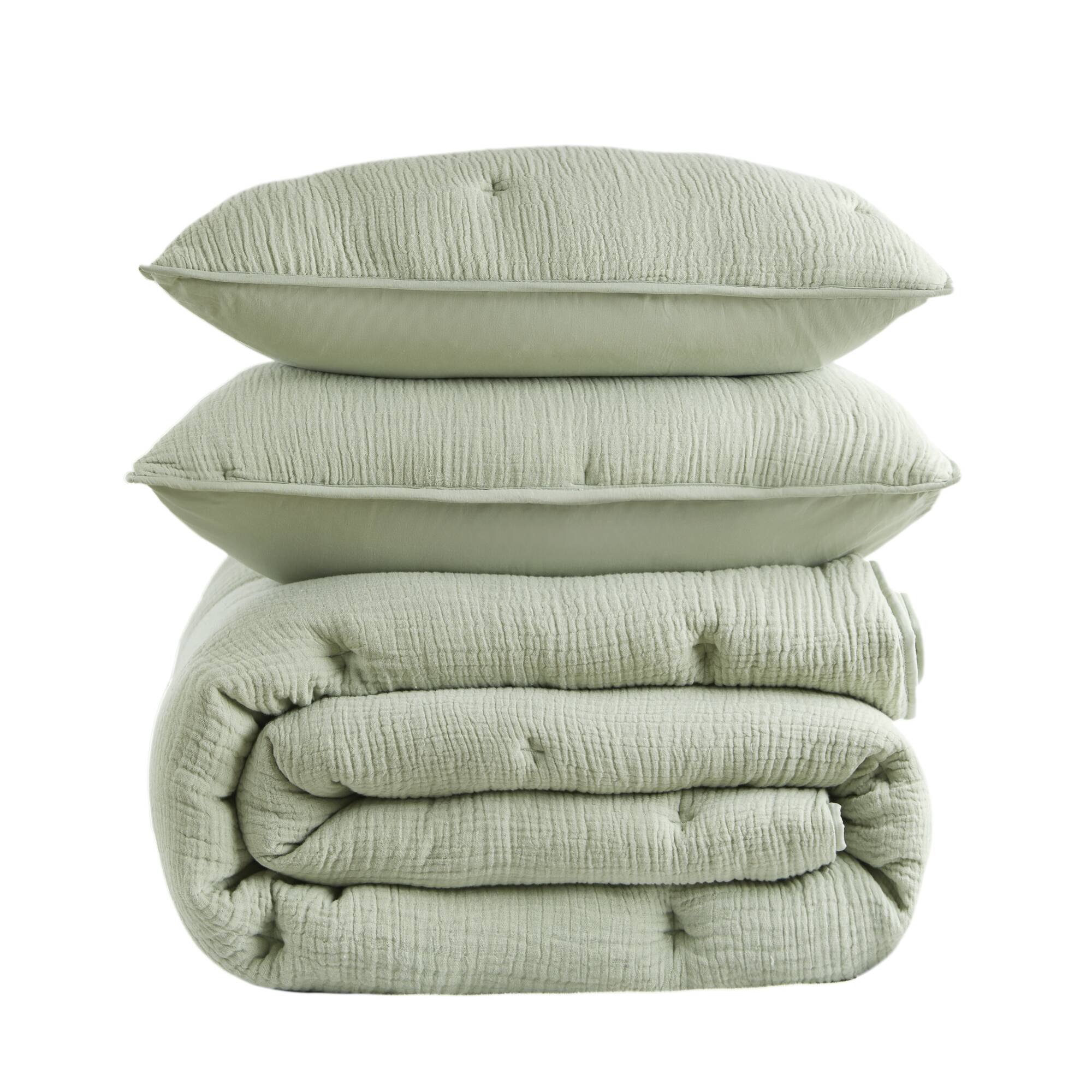 3 Piece Cotton Gauze Embroidered Quilt Set