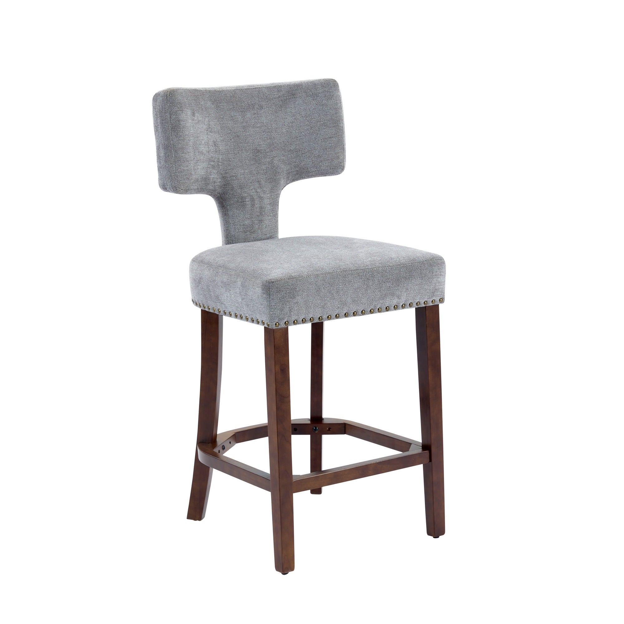 Upholstered T-Back Counter Height Bar Stools, Set of 2