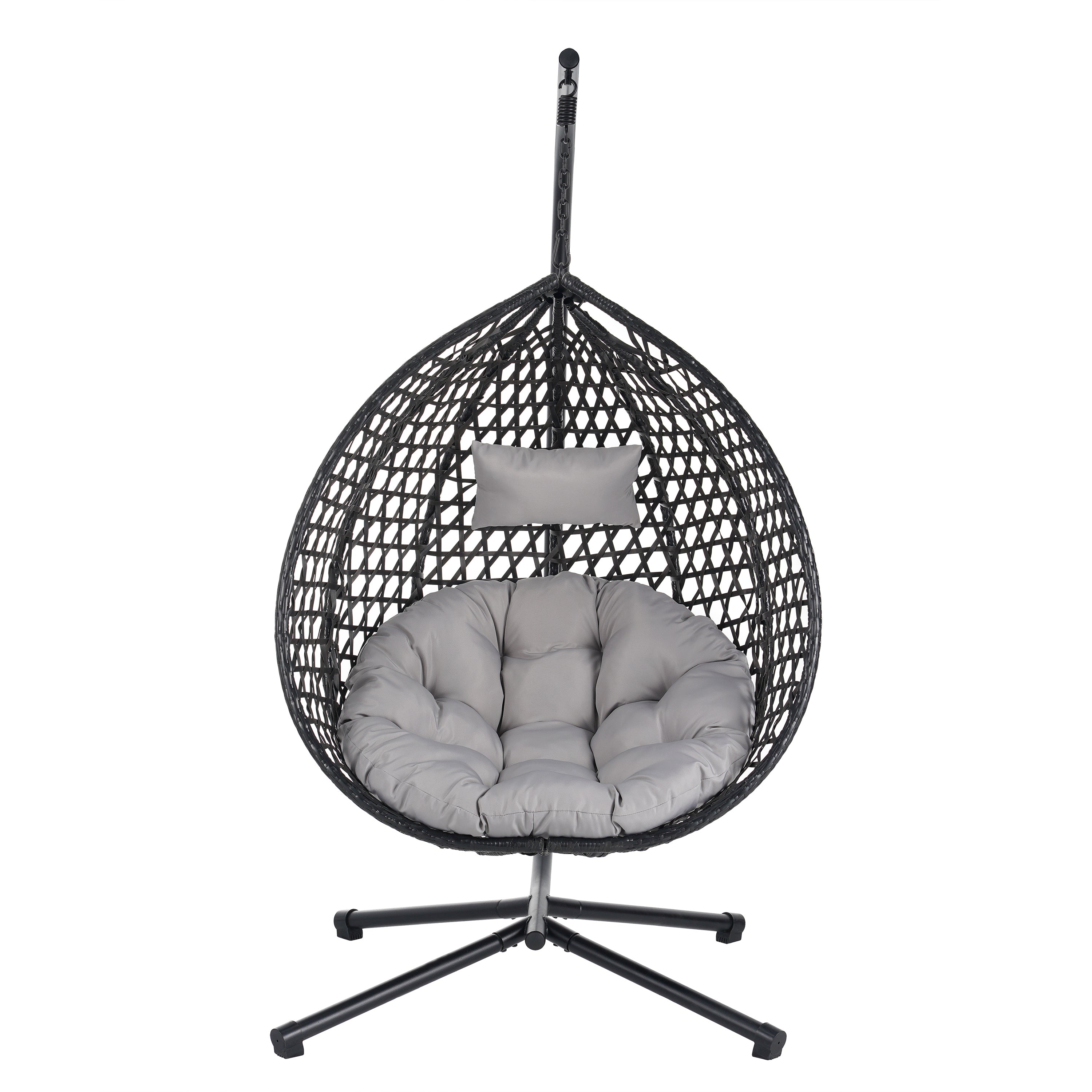 Hanging Swinging Egg Chair with Rattan Weaving, Base Included