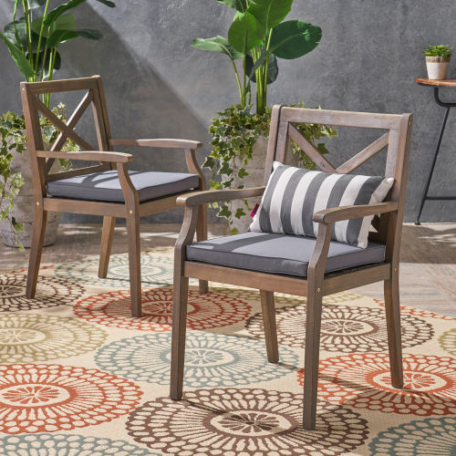 Perla Outdoor Dining Chairs with Cushions, Set of 2