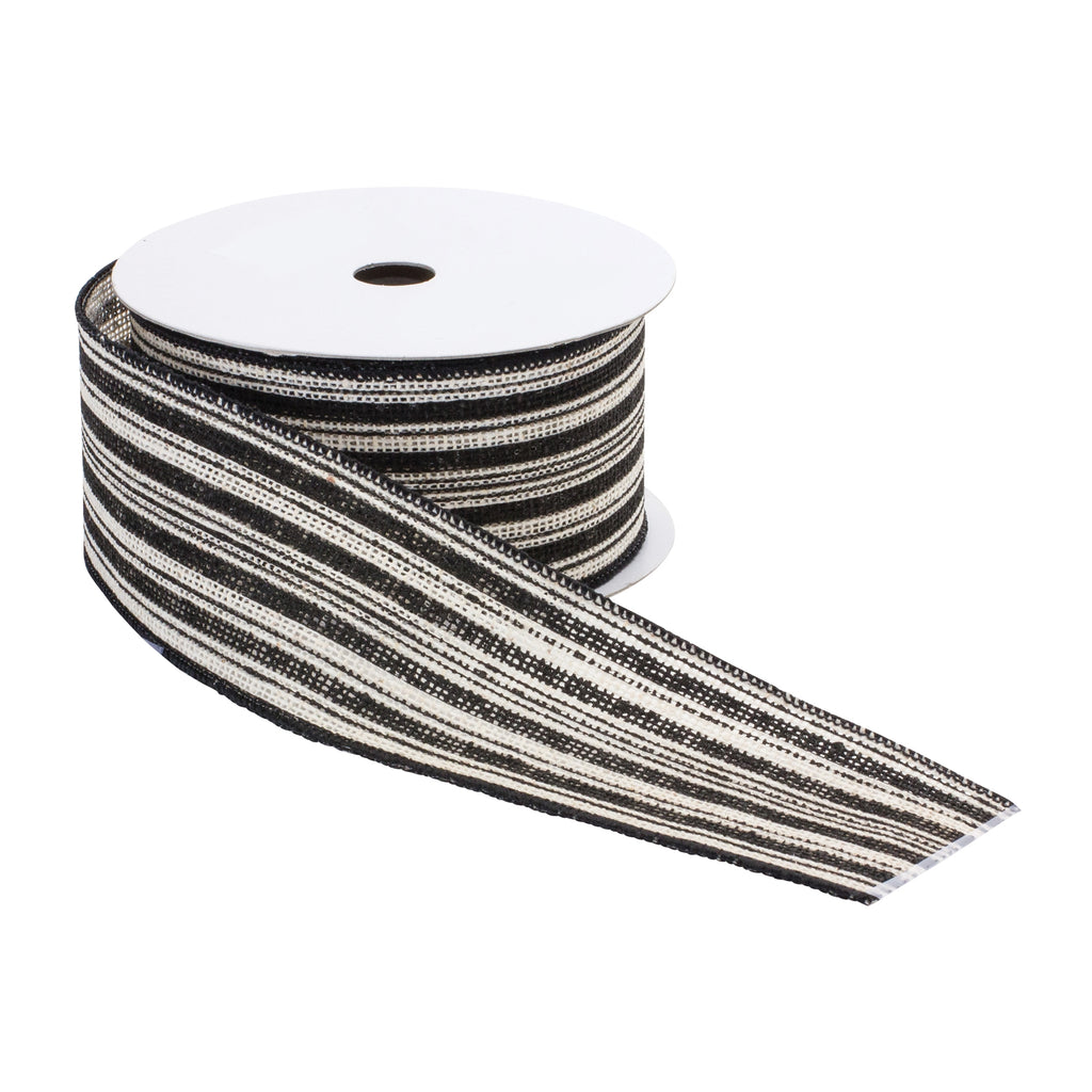 2.5" Black Striped Polyester Ribbon (Set of 2)
