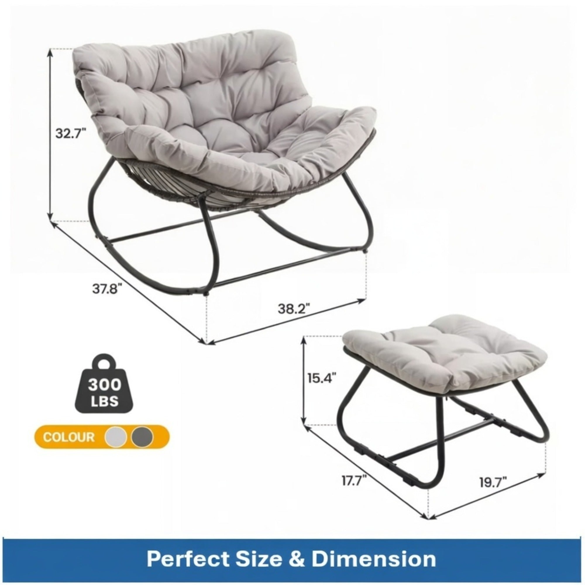 All-Weather Wicker Egg Rocking Chair with Ottoman