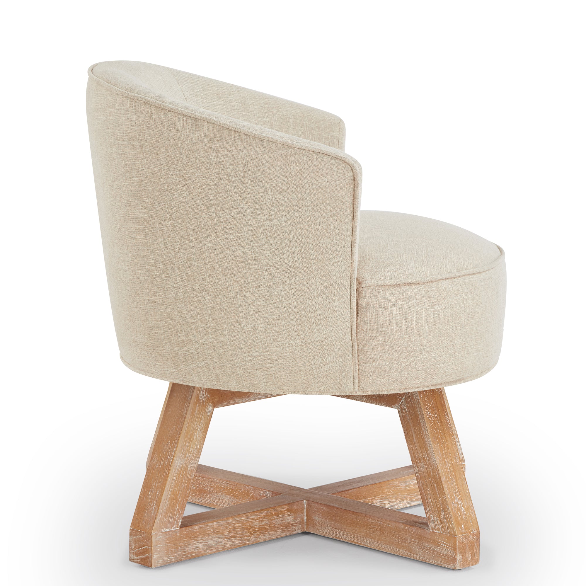Linen 360° Swivel Chair with Cross-Shaped Wooden Base