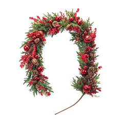 Pine Garland with Berry & Ornament 5'