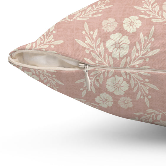 Posies and Pastel Pink Accent Throw Pillow
