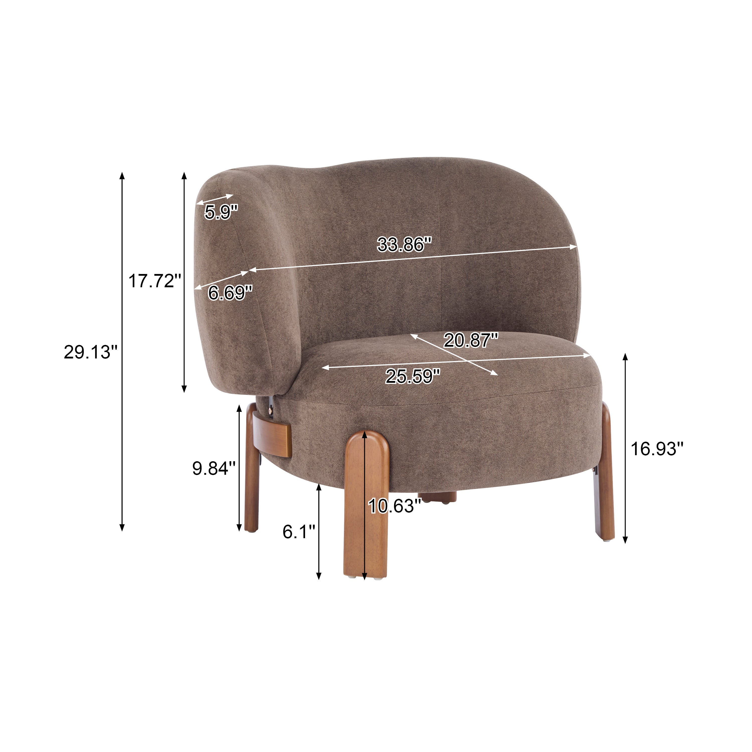 Modern Cozy Wingback Accent Arm Chair with Wooden Feet