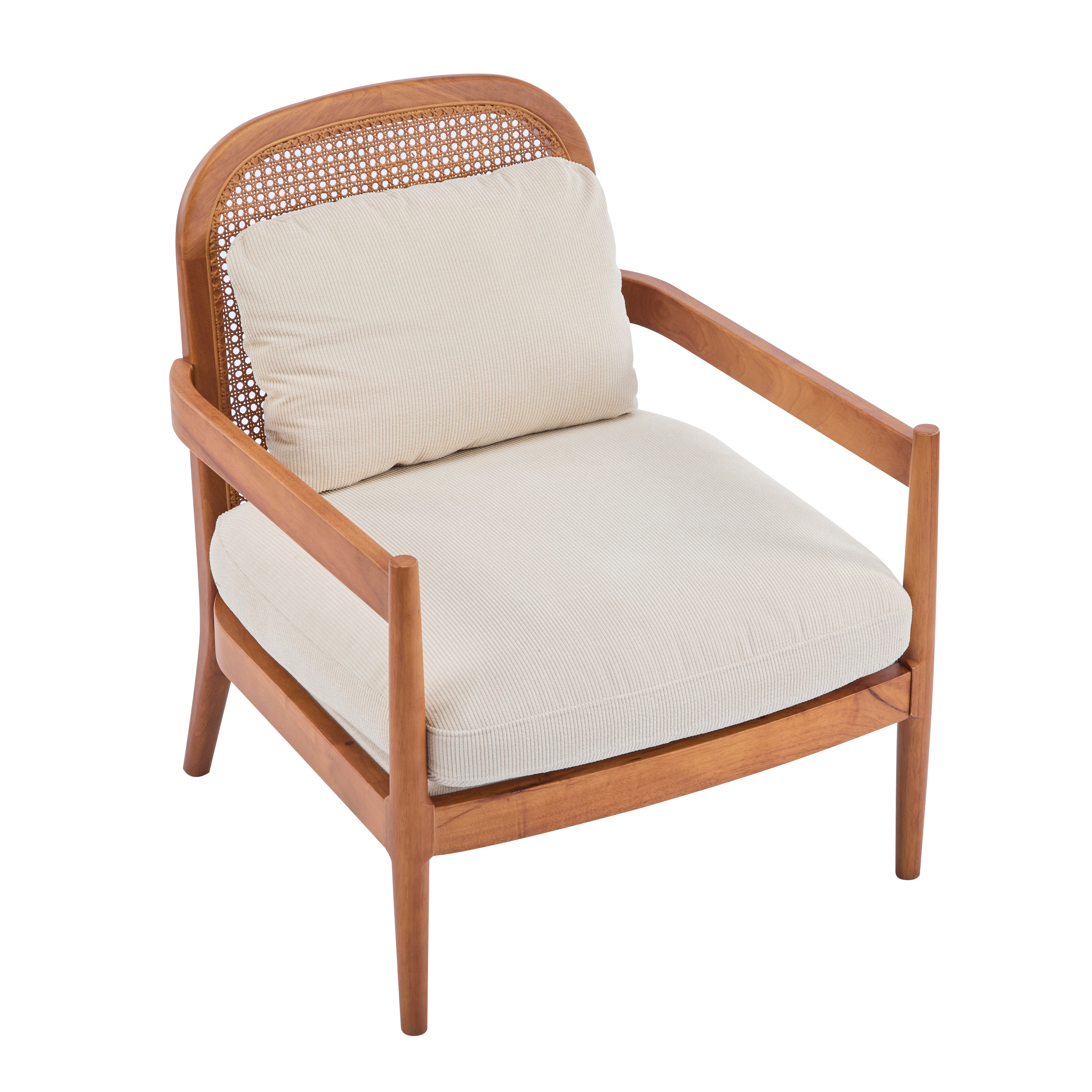 Elliston Solid Wood and Rattan Accent Chair with Cushions, Set of 2