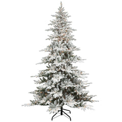 6.5 ft Pre-lit Flocked Utah Fir Artificial Christmas Tree with Clear Lights & Metal Stand