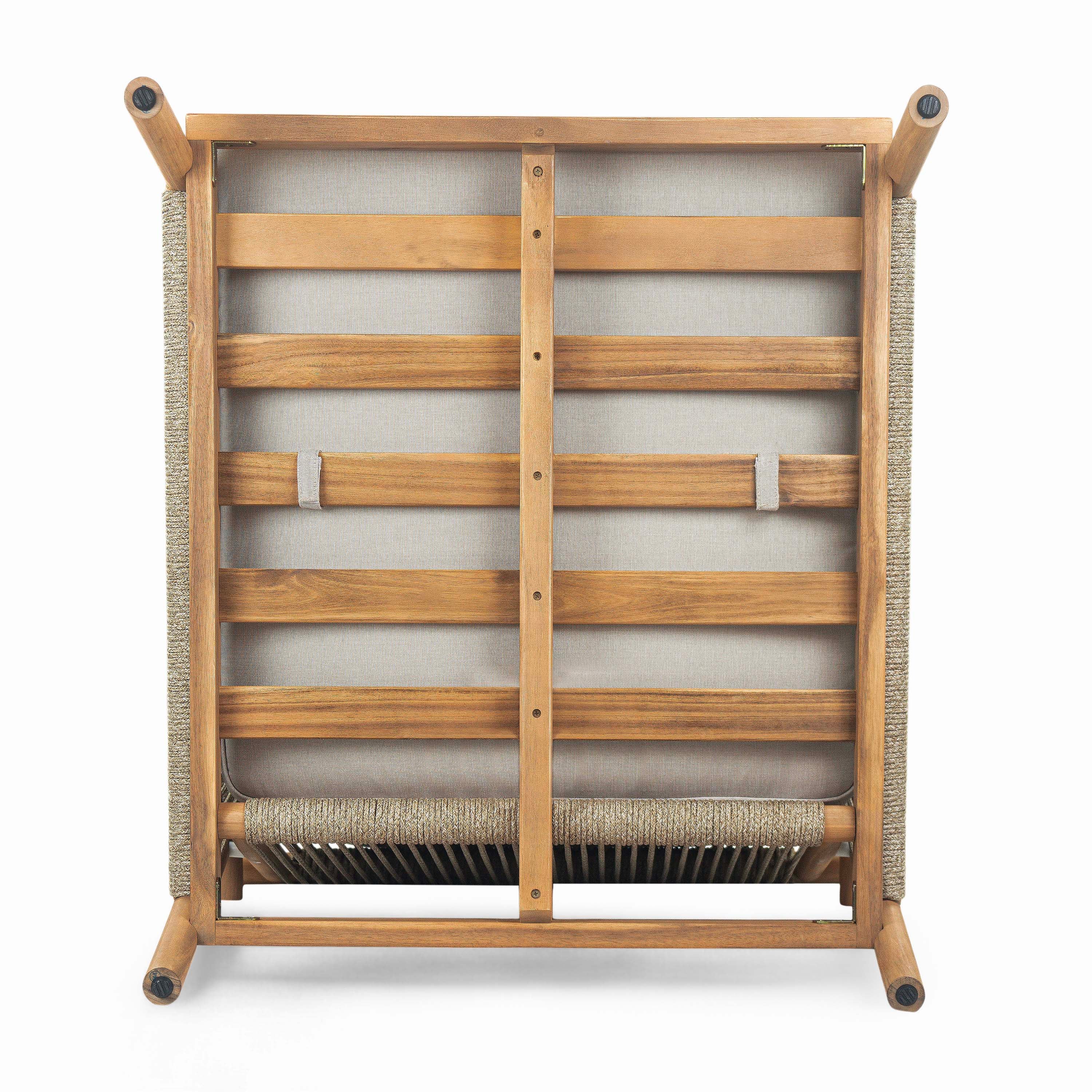 Outdoor Wood Club Chair with Rope Accents