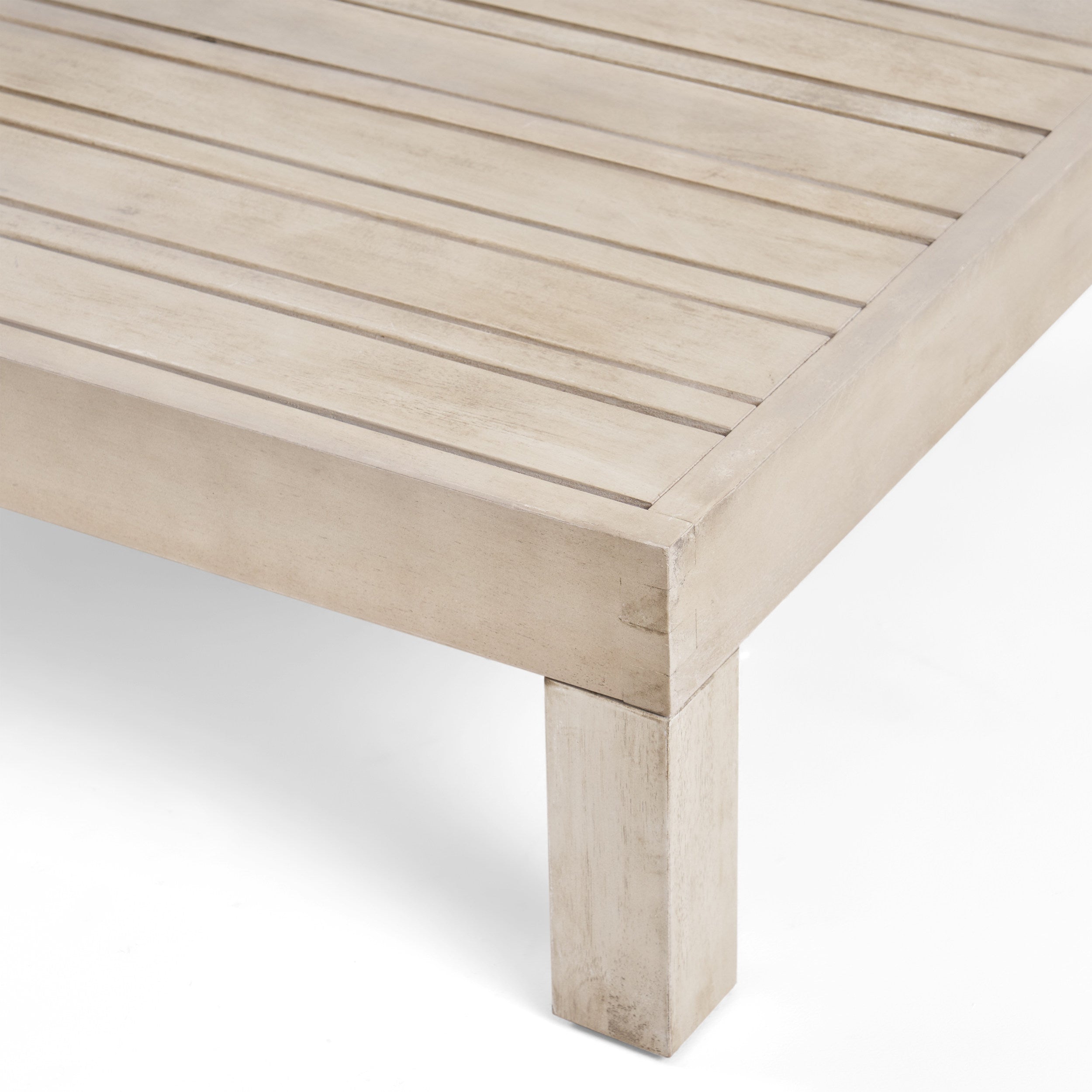 Outdoor Coffee Table with Slat Panel Design and Wooden Frame