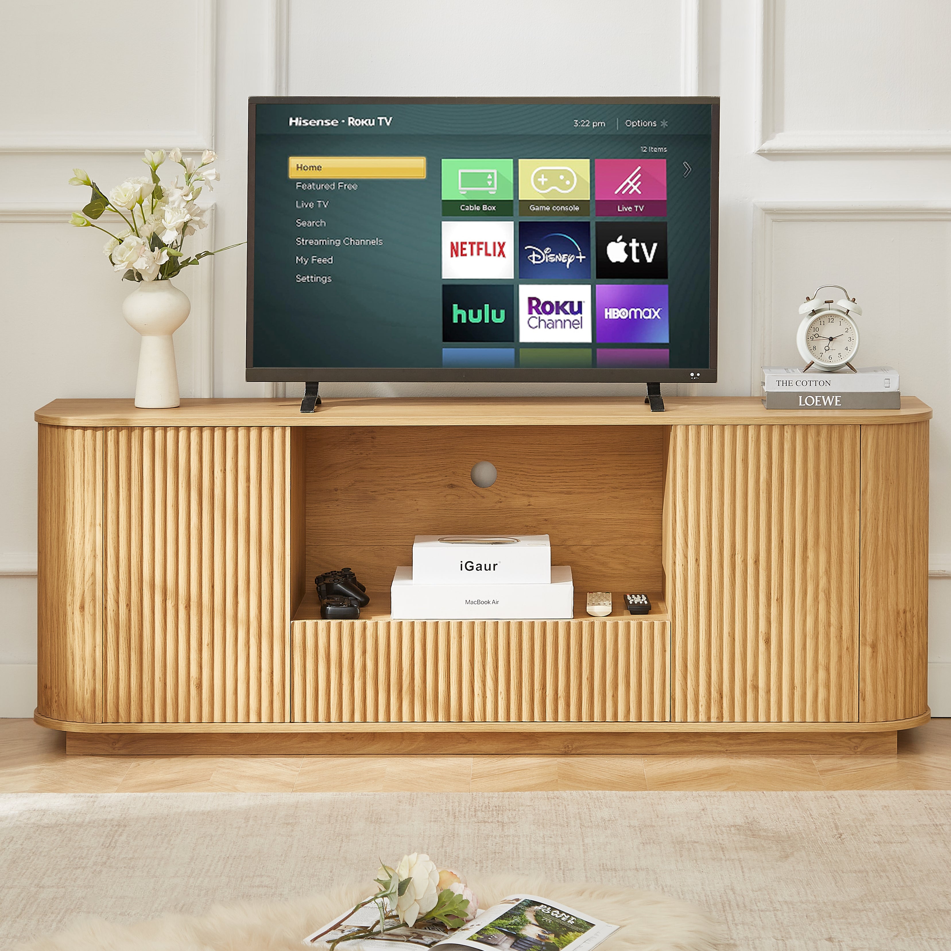 Modern Wavy TV Stand Rounded Sideboard