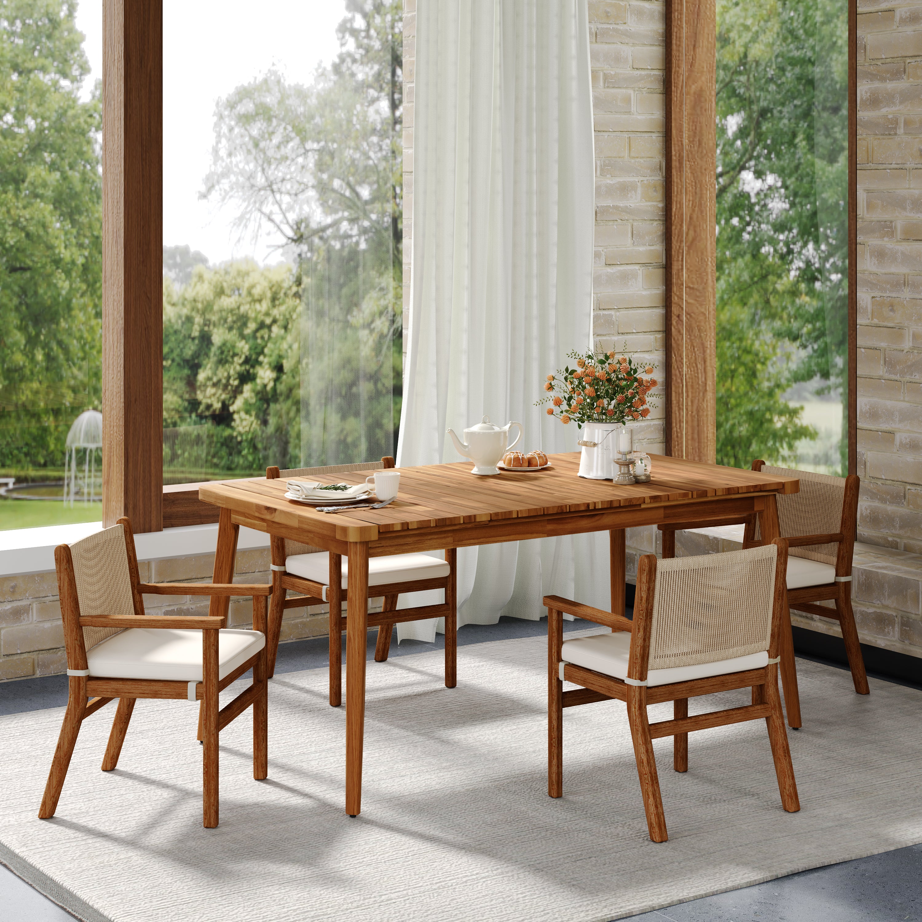 Acacia Wood Rectangular Outdoor Dining Table
