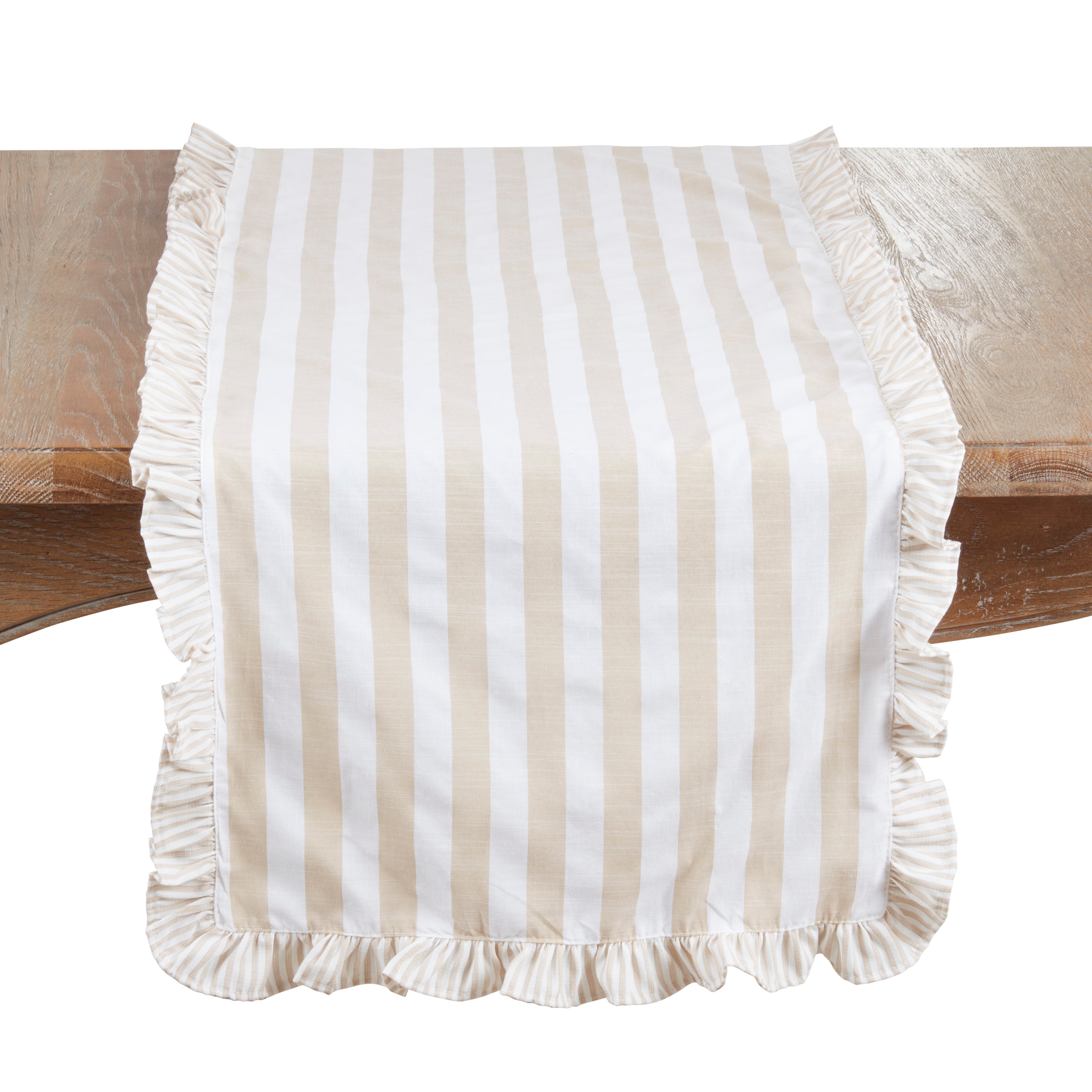 Striped Ruffle Edge Table Runner