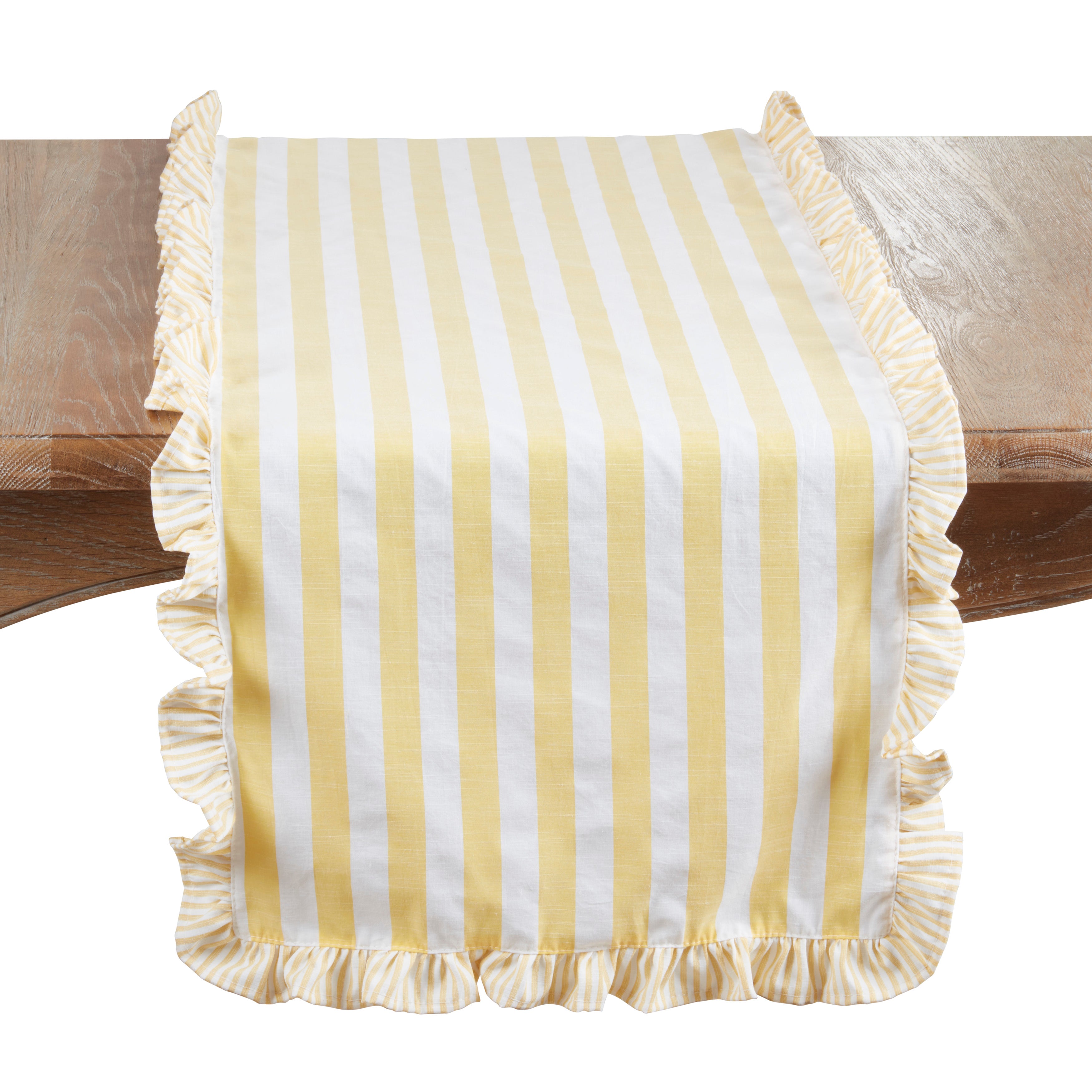 Striped Ruffle Edge Table Runner