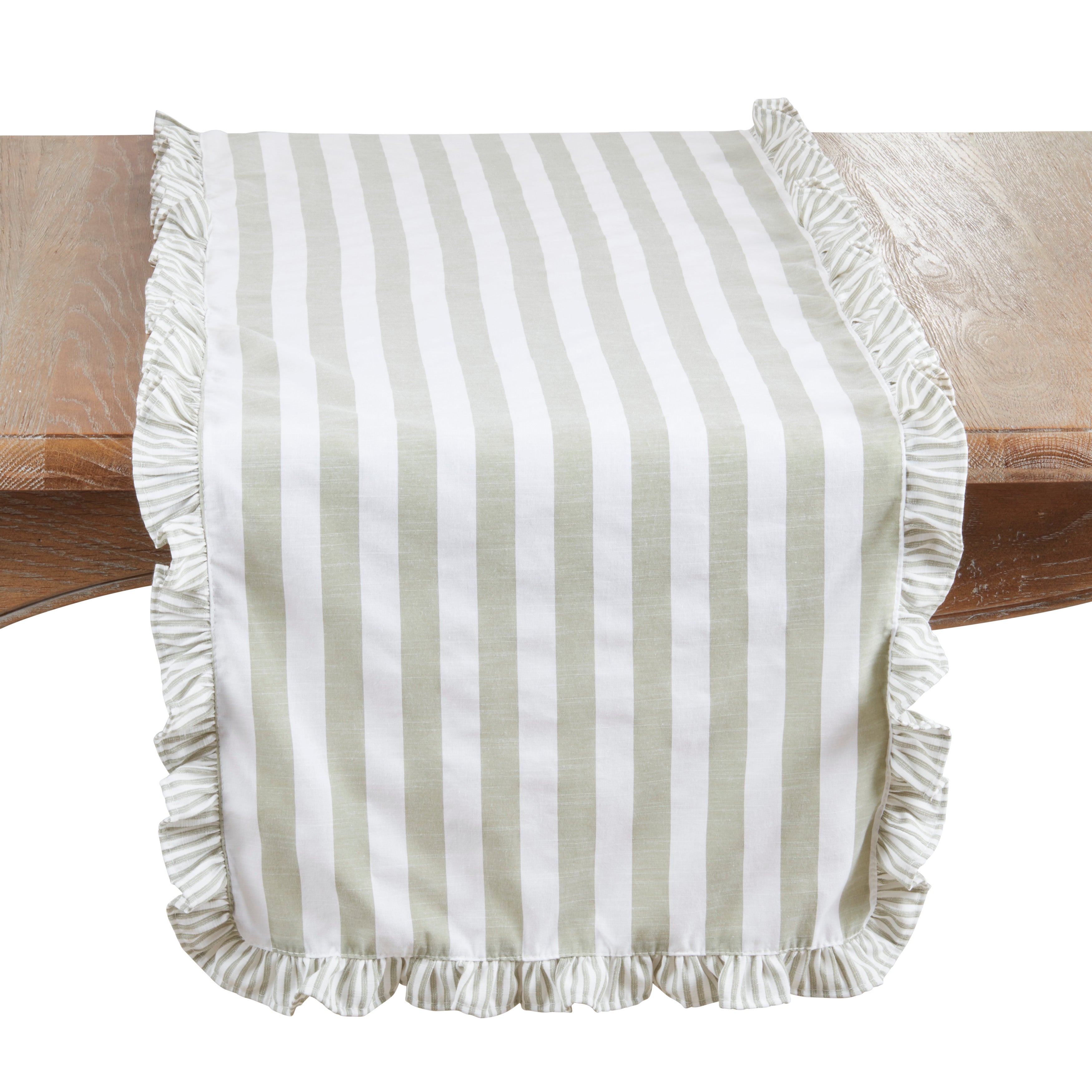 Striped Ruffle Edge Table Runner