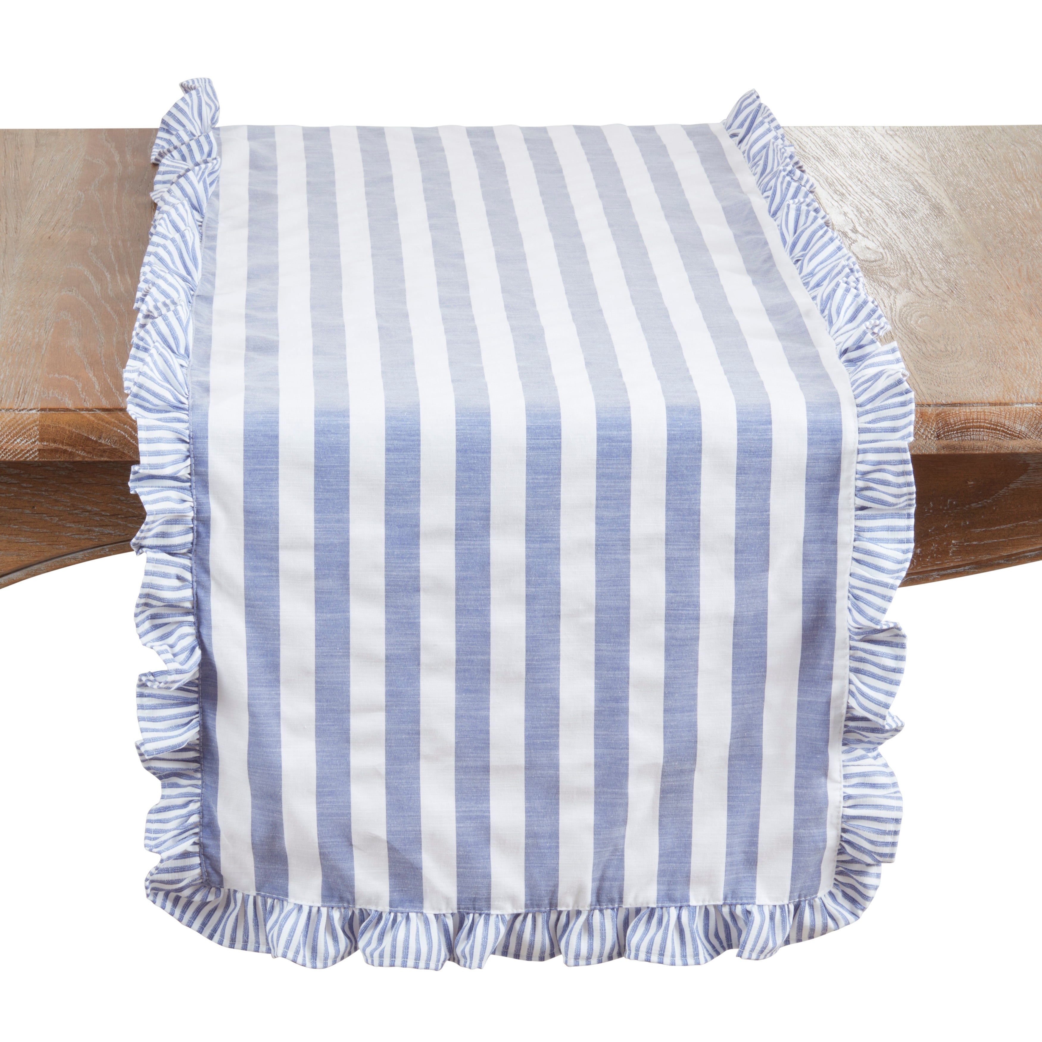 Striped Ruffle Edge Table Runner