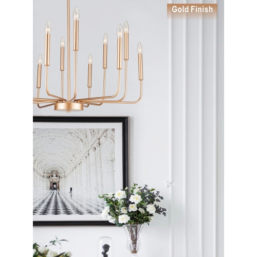 12-Light Pendant Light with Adjustable Height and Candle Hanger Design