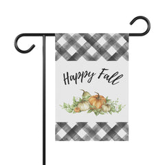 Happy Fall Black and White Gingham Pumpkins Garden & House Banner