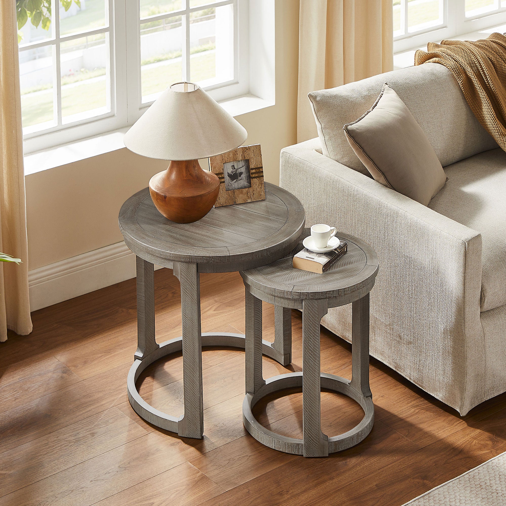 Modern Farmhouse Set of 2 Nesting Accent Tables
