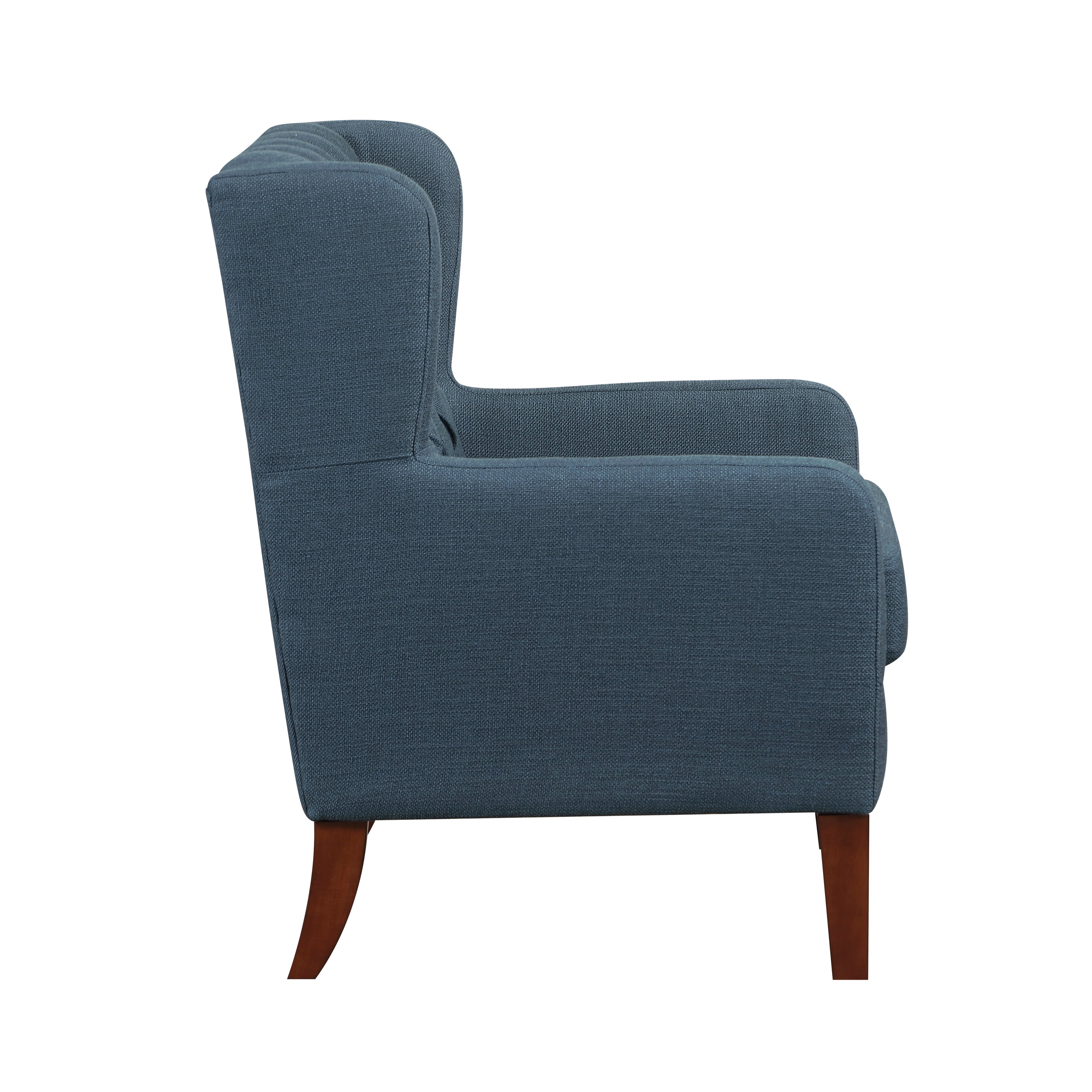 Button-Tufted Wingback Accent Chair with Solid Wood Legs