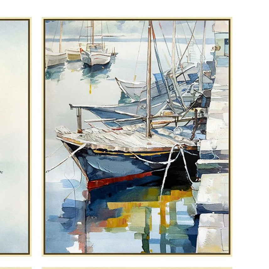 Bright Vibrant 4 Piece Coastal Framed Wall Art