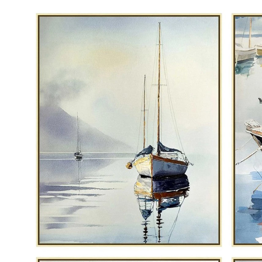 Bright Vibrant 4 Piece Coastal Framed Wall Art
